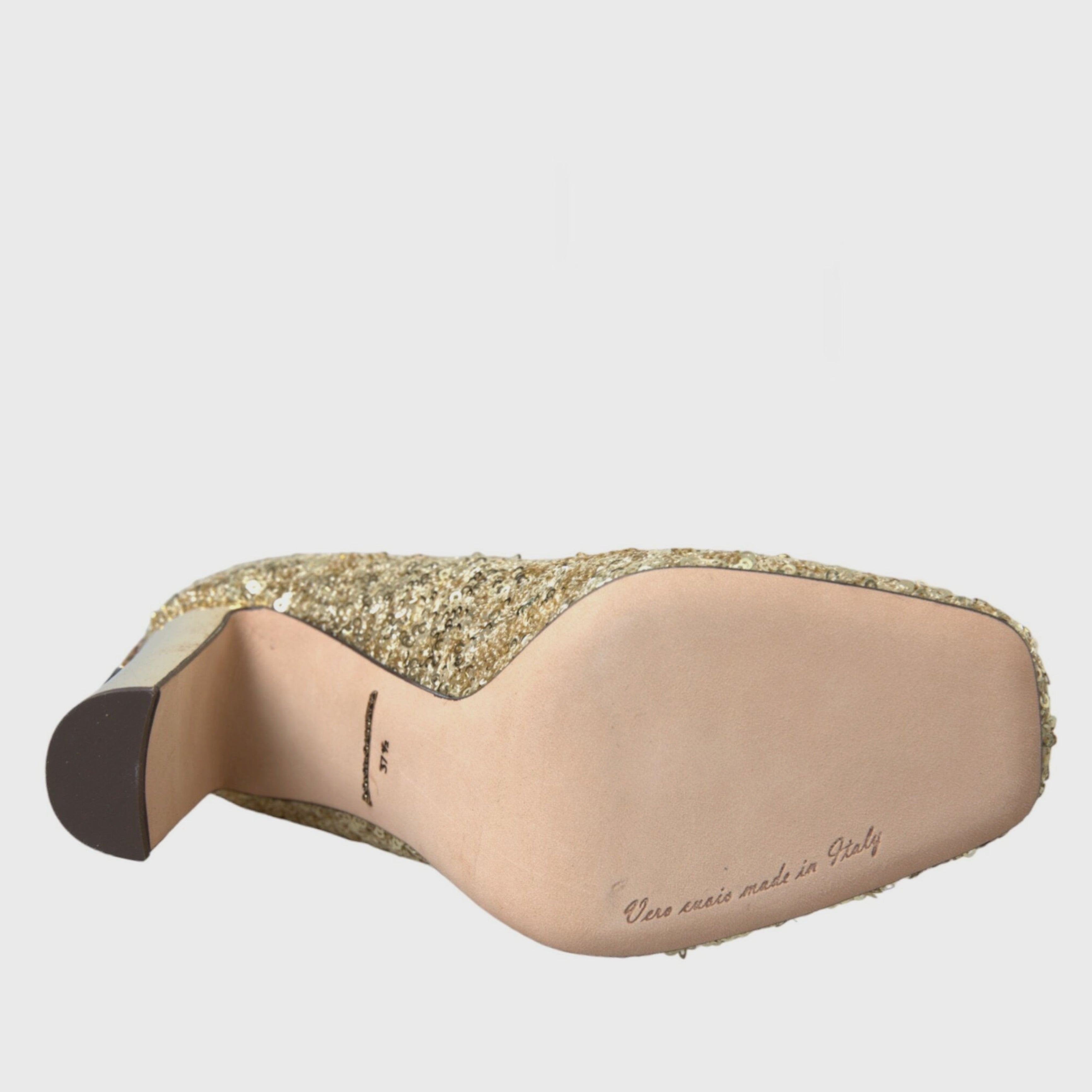 Dolce & Gabbana Gold Sequin Crystal Heels Pumps