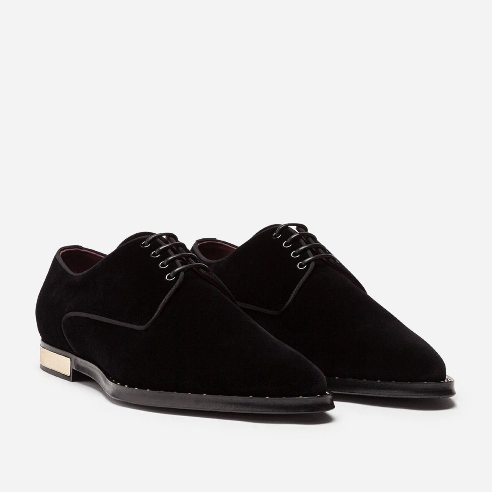 Мъжки официални обувки Dolce & Gabbana Black Velvet Derby Men Formal Shoes A10464 A6808