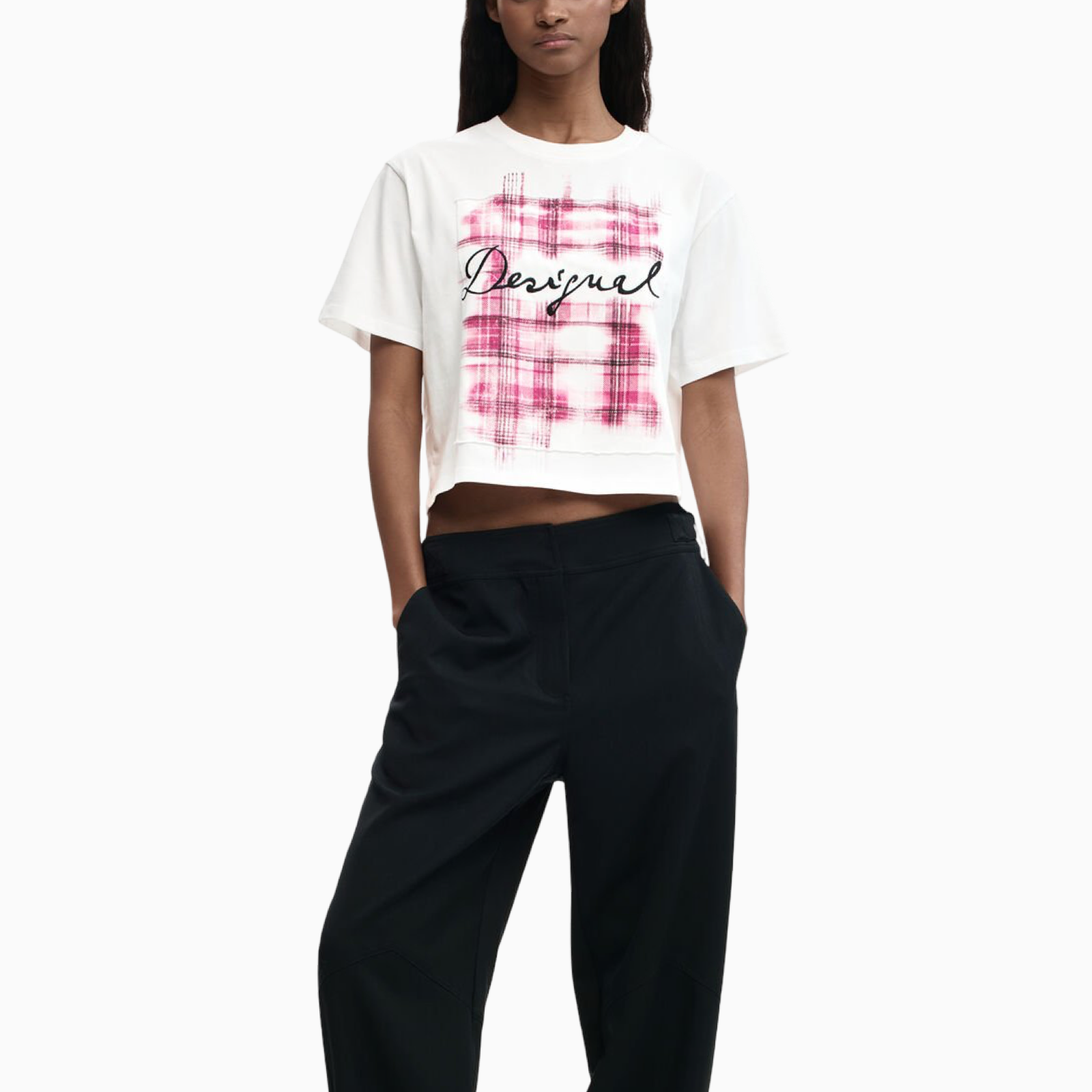 Дамска бяла тениска Desigual Women T-shirt 26SWTK16 1000 Front View