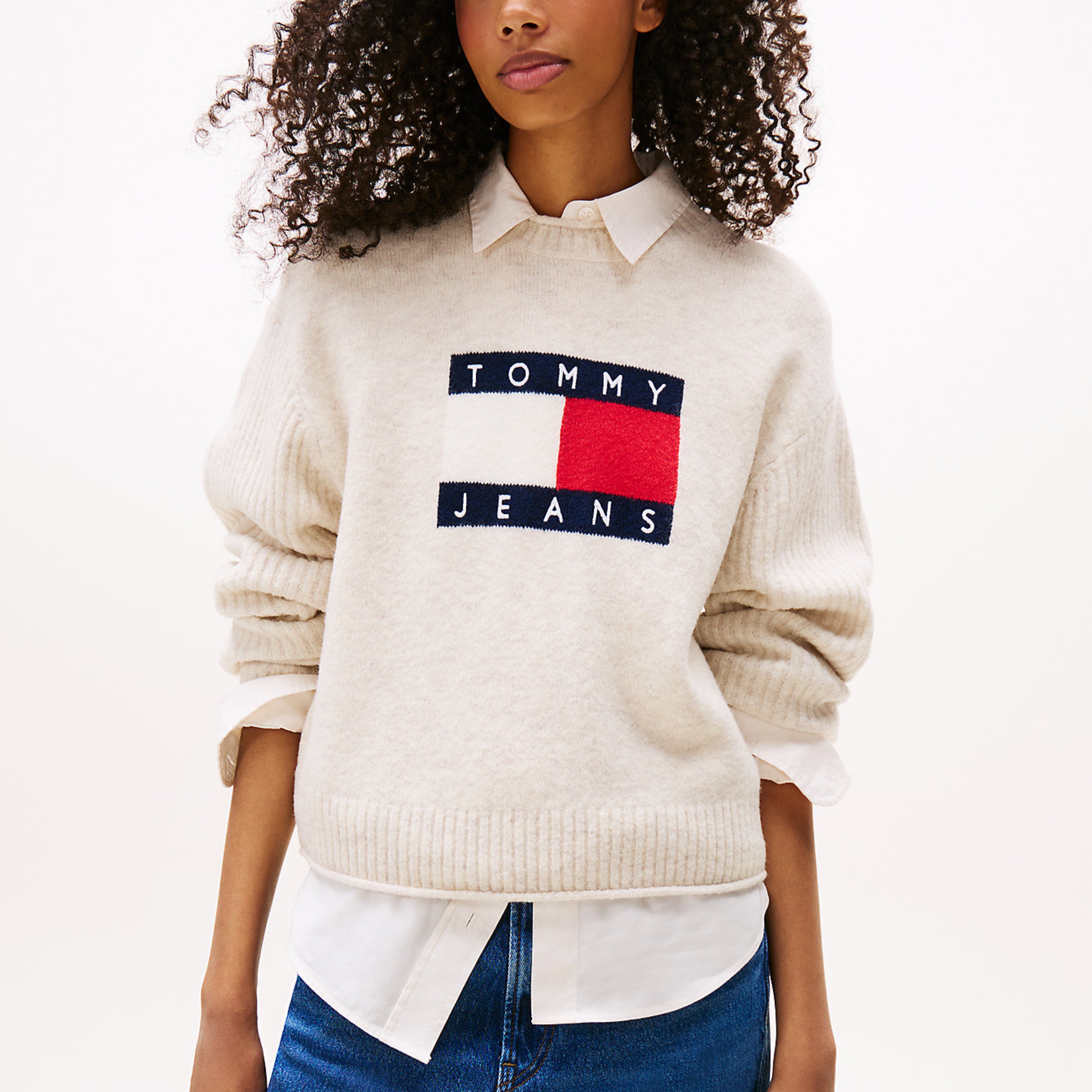 Дамски пуловер Women’s sweater Tommy Hilfiger DW0DW21782AFN Off-White