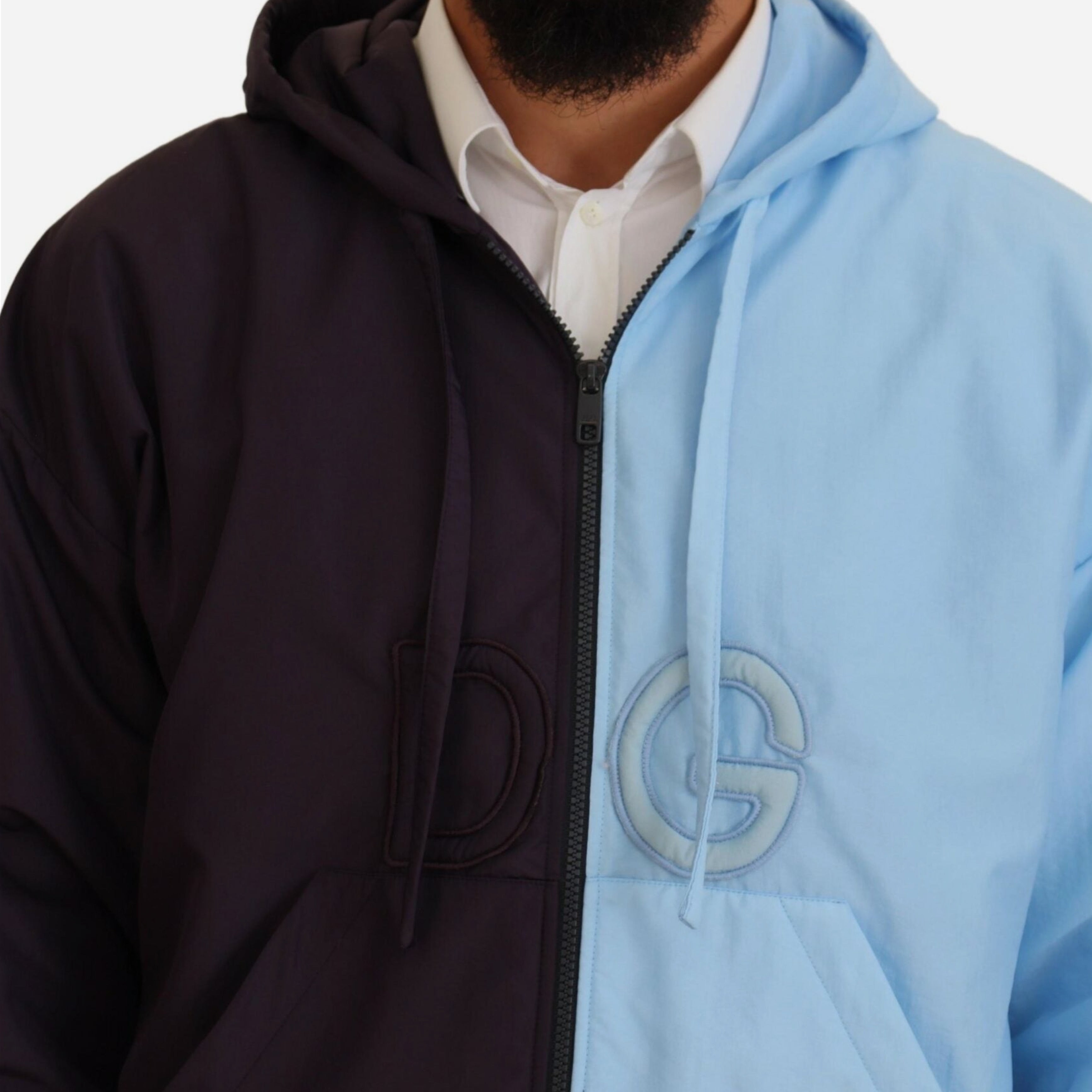 Мъжко луксозно яке уиндстопър в черно и светло синьо DOLCE & GABBANA Men’s Luxury Black/Light Blue Windstopper Jacket