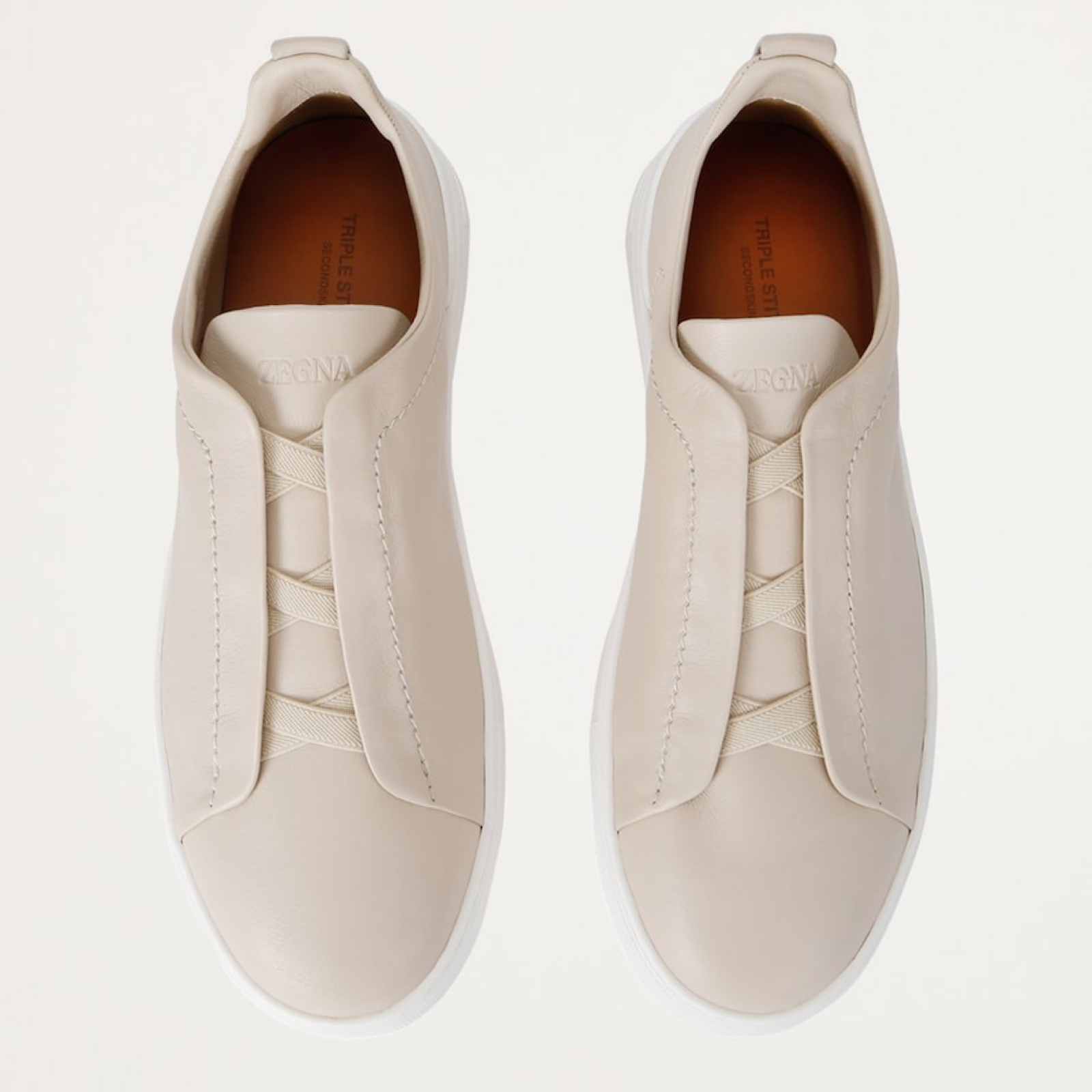 ZEGNA Leather Triple Stitch SECONDSKIN Men Sneakers LHCVOS4667Z Top View