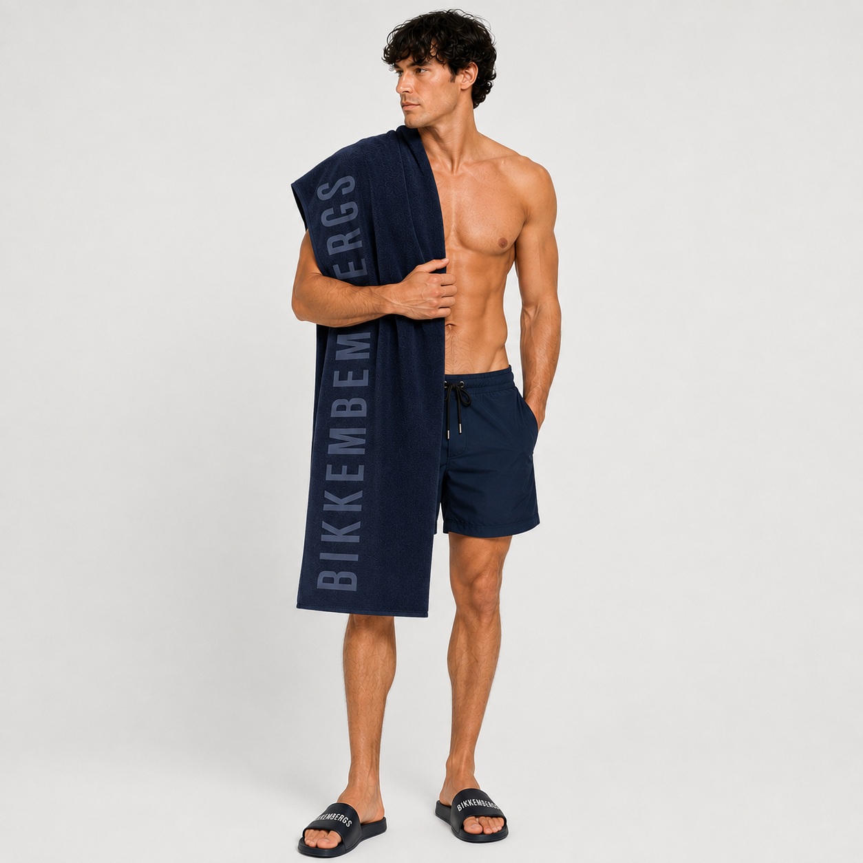 Плажна тъмно синя кърпа Bikkembergs beach towel BKK26MTW02 Navy model view
