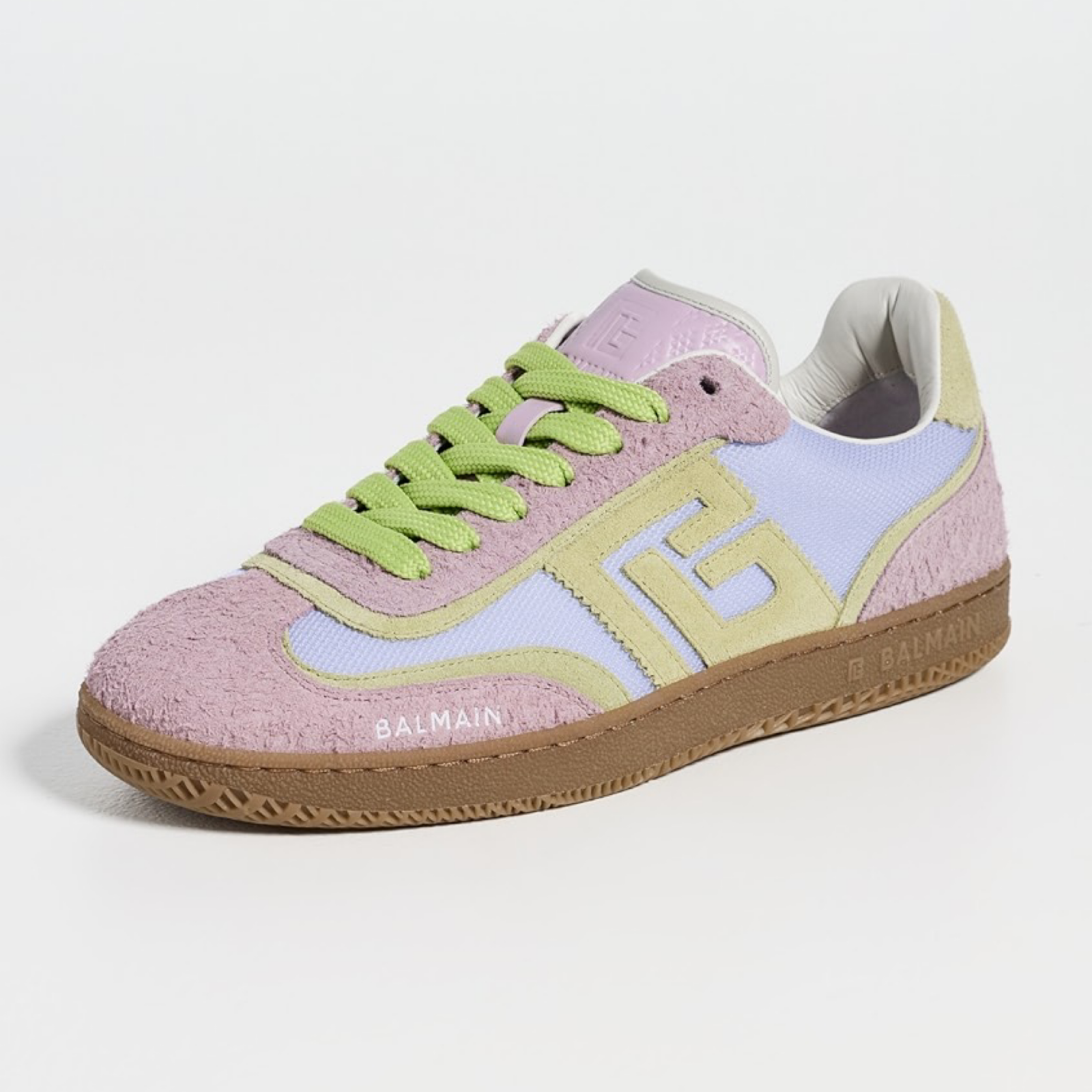 Balmain Swan Suede Leather And Mesh Sneakers GN0VI769TECHQEI Lateral View