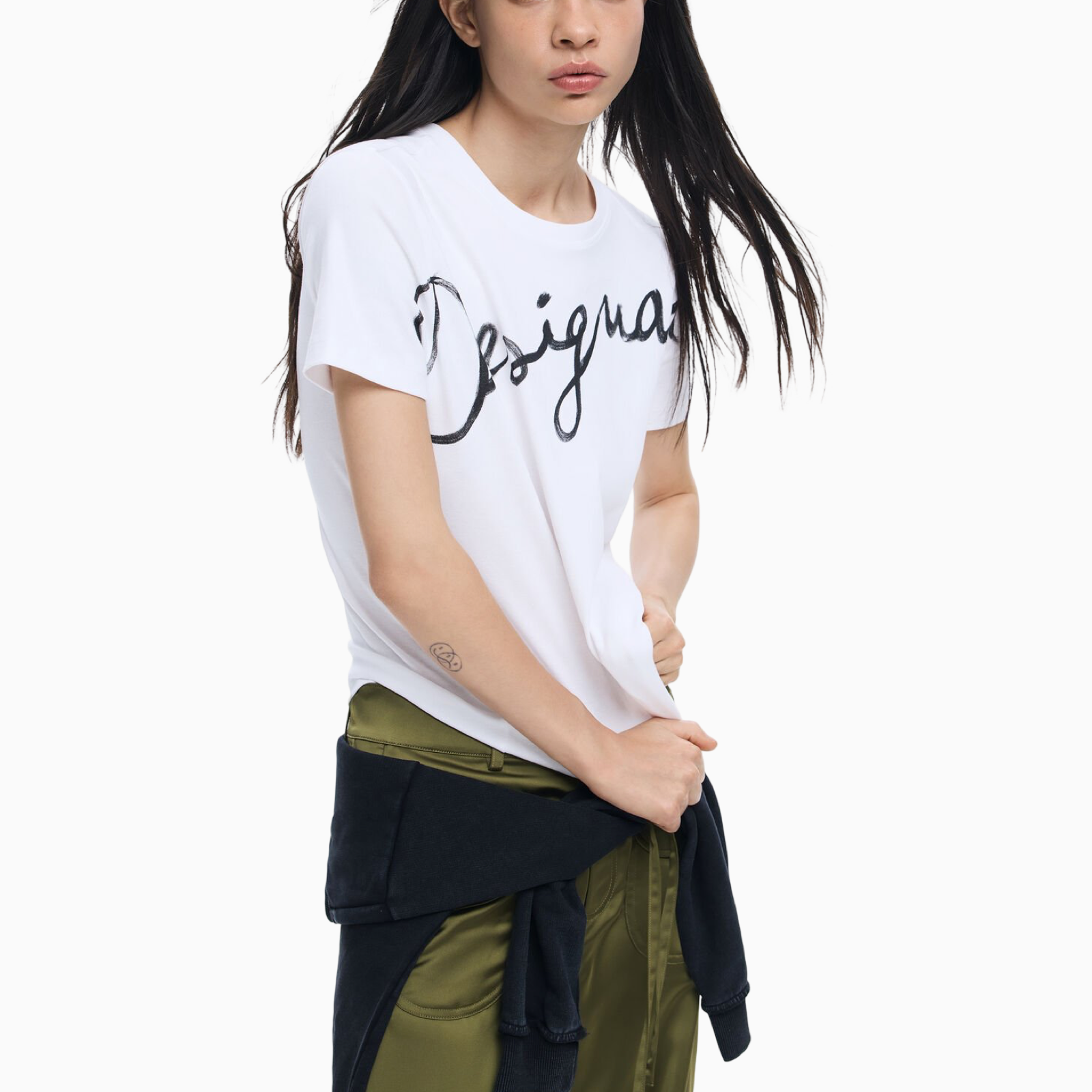 Дамска бяла тениска Desigual Women T-shirt 26SWTK071000 Back View