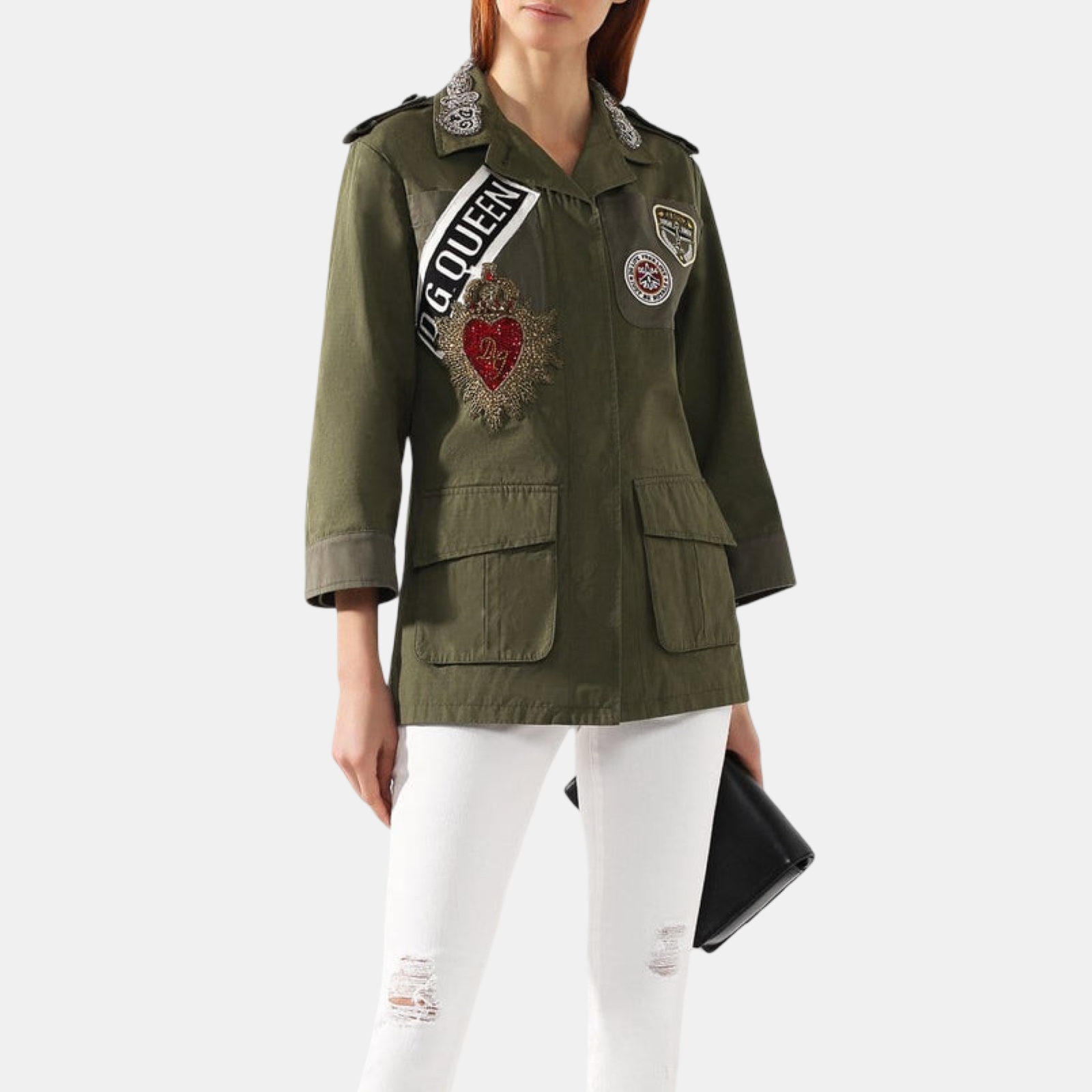 Дамско яке Dolce & Gabbana Military Queen Embellished Women Jacket F28NIZ FU5SC Side View