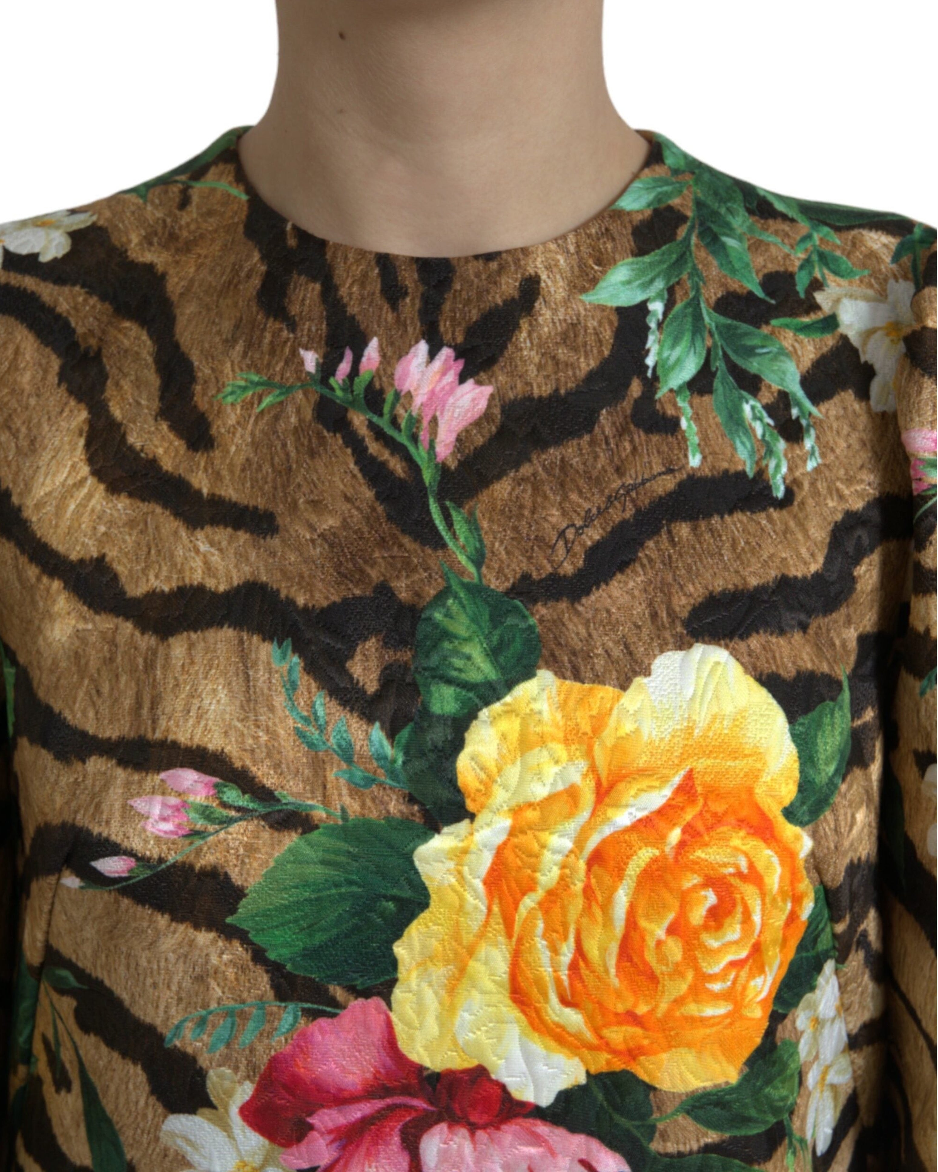 Мини рокля с щампа с животни и цветя Dolce &amp; Gabbana