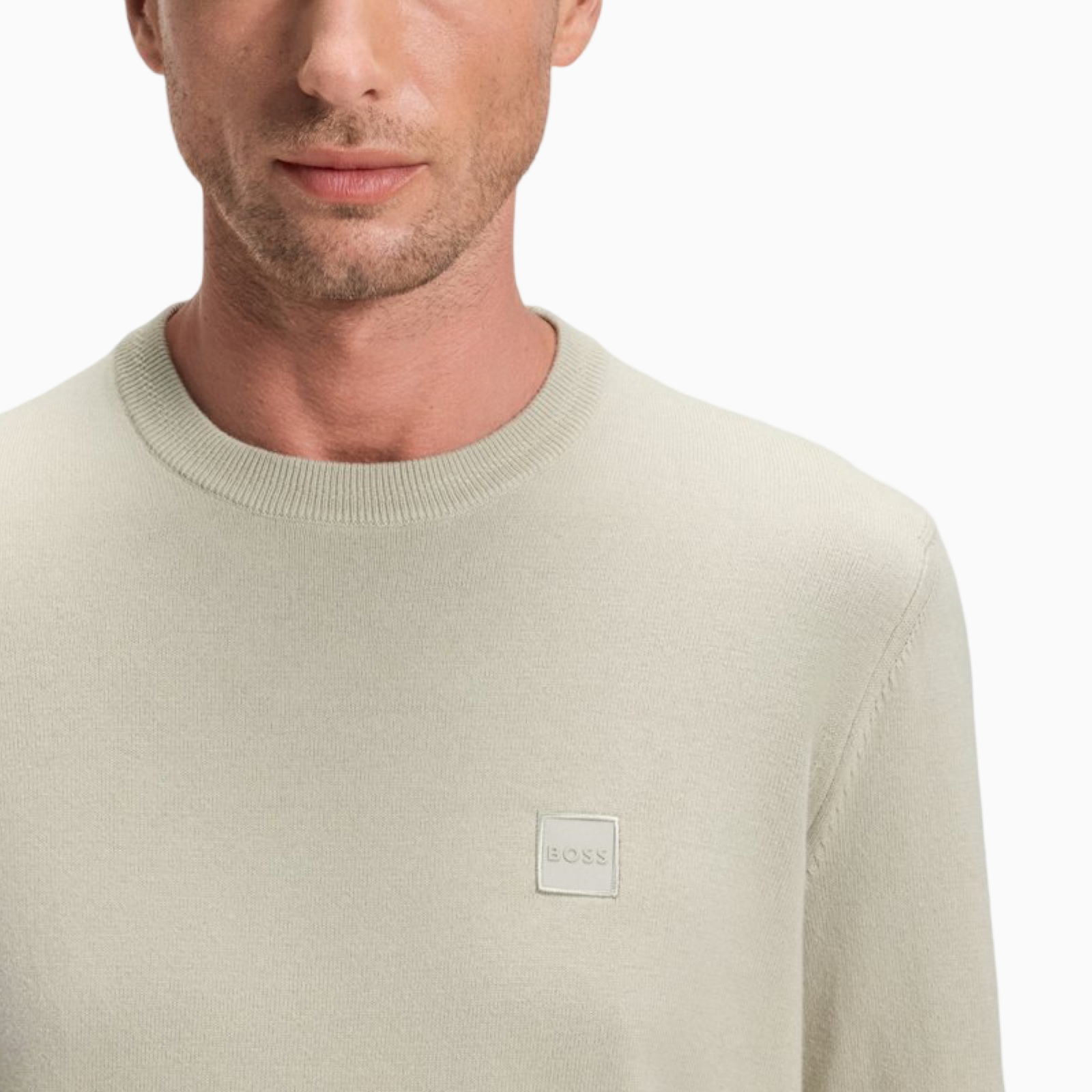 Мъжки бежов пуловер Boss Men Sweater 50527583 271 Close-Up