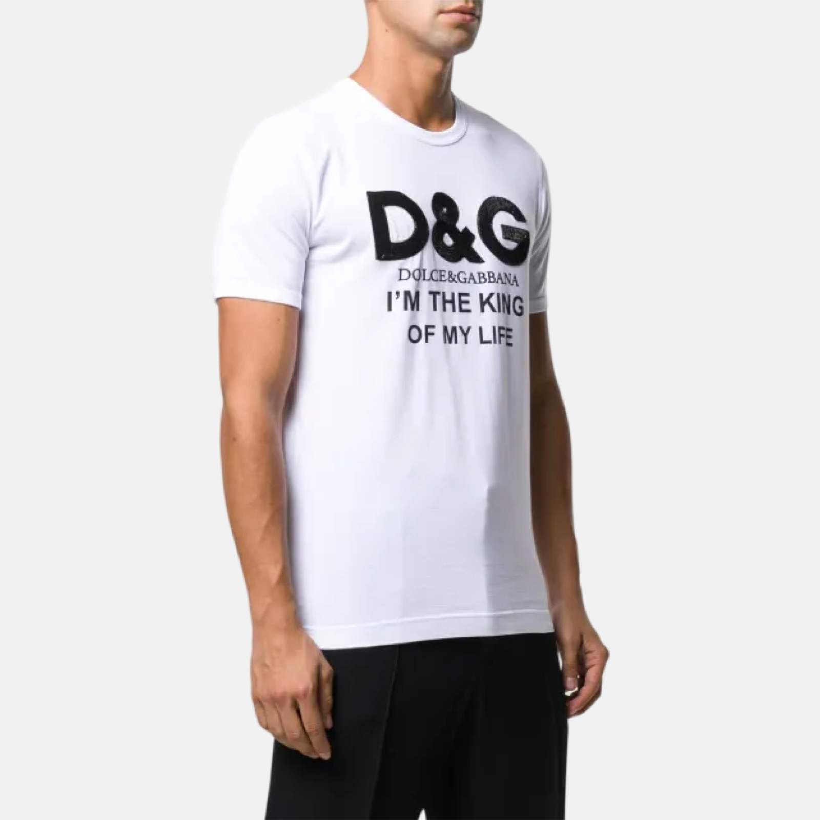 Мъжка бяла тениска Dolce & Gabbana DG King Print Men T-shirt