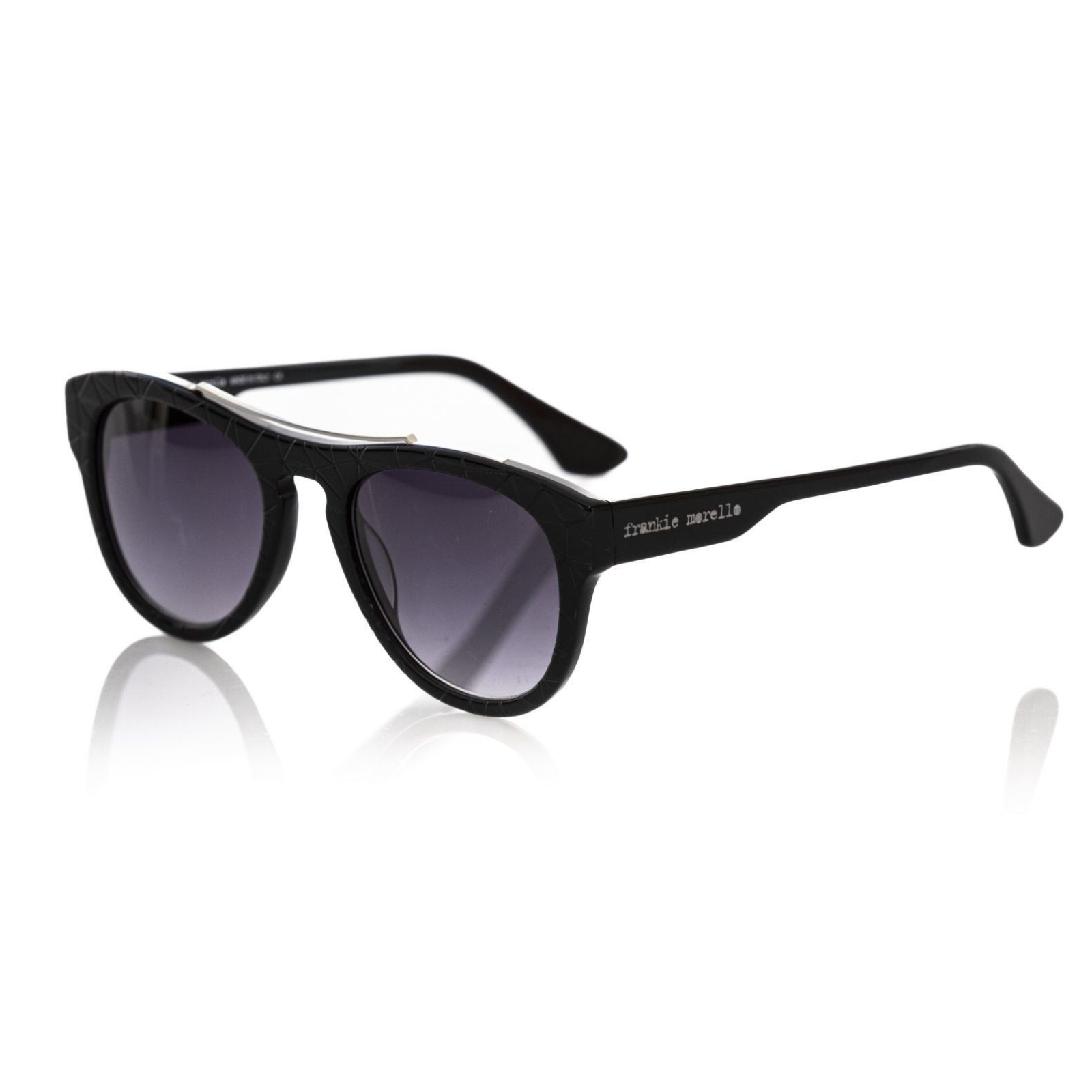 Frankie Morello Black Acetate Men Sunglass