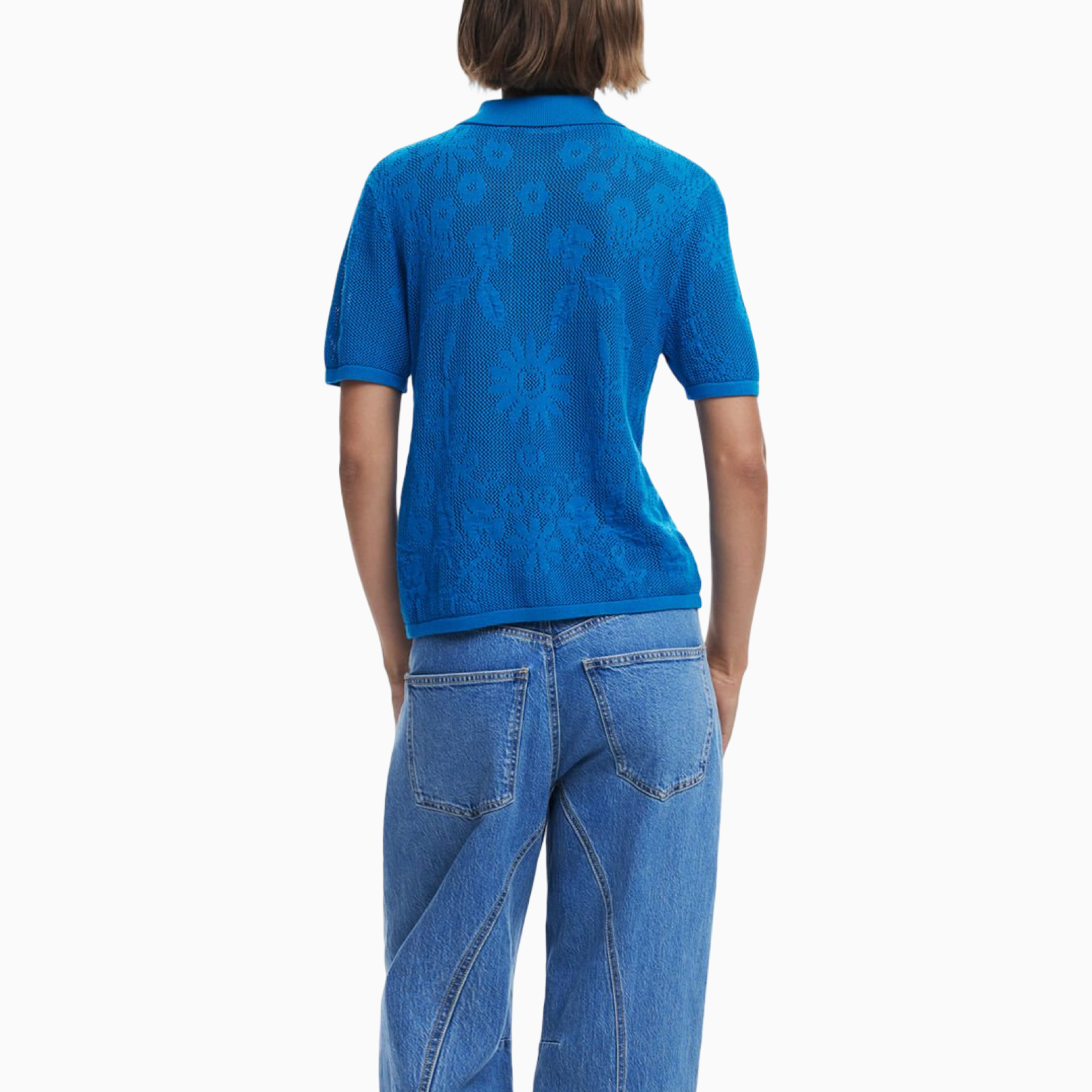 Дамска синя поло тениска Desigual 25SWTK72 Back View