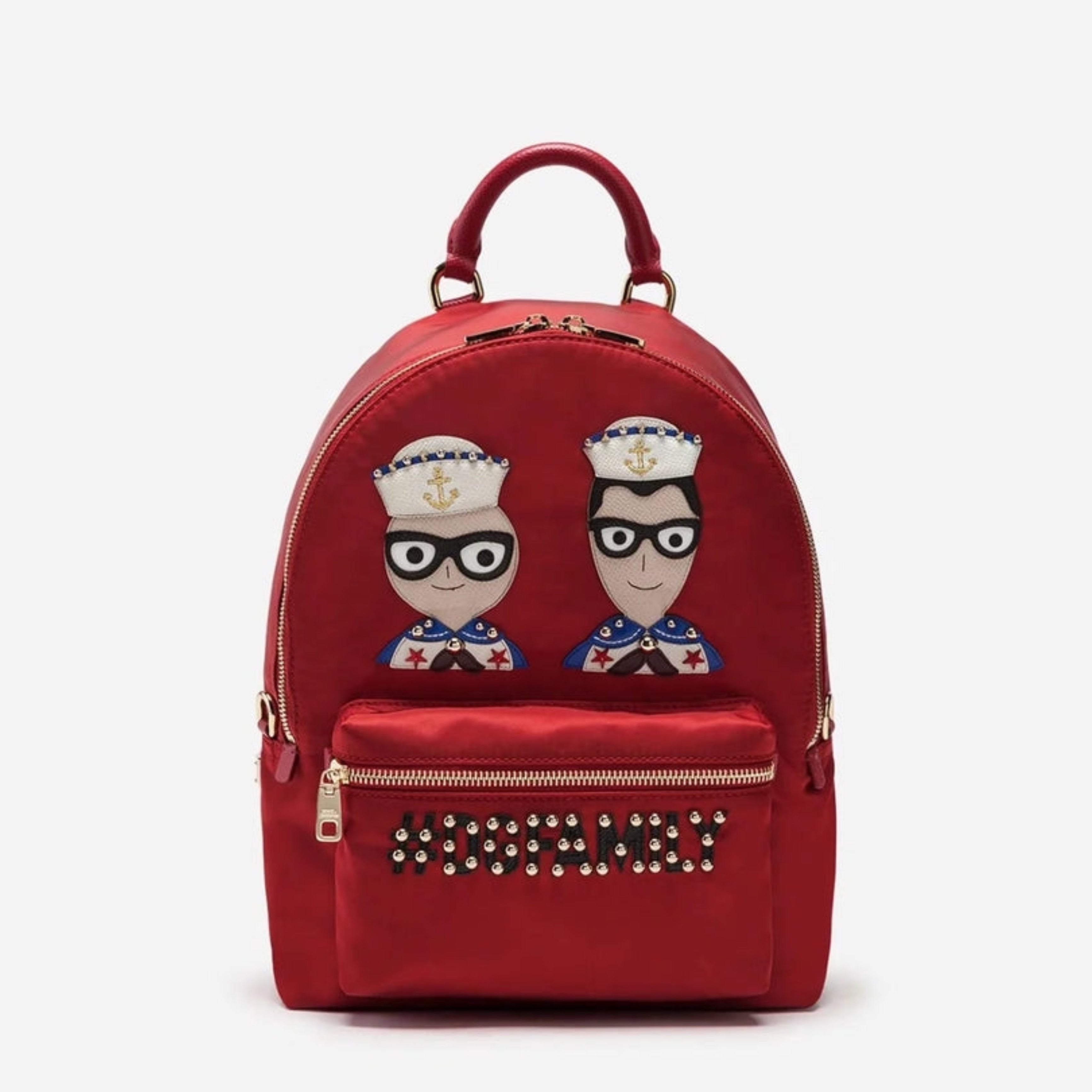 Dolce & Gabbana Embellished Red Backpack with Gold Detailing
