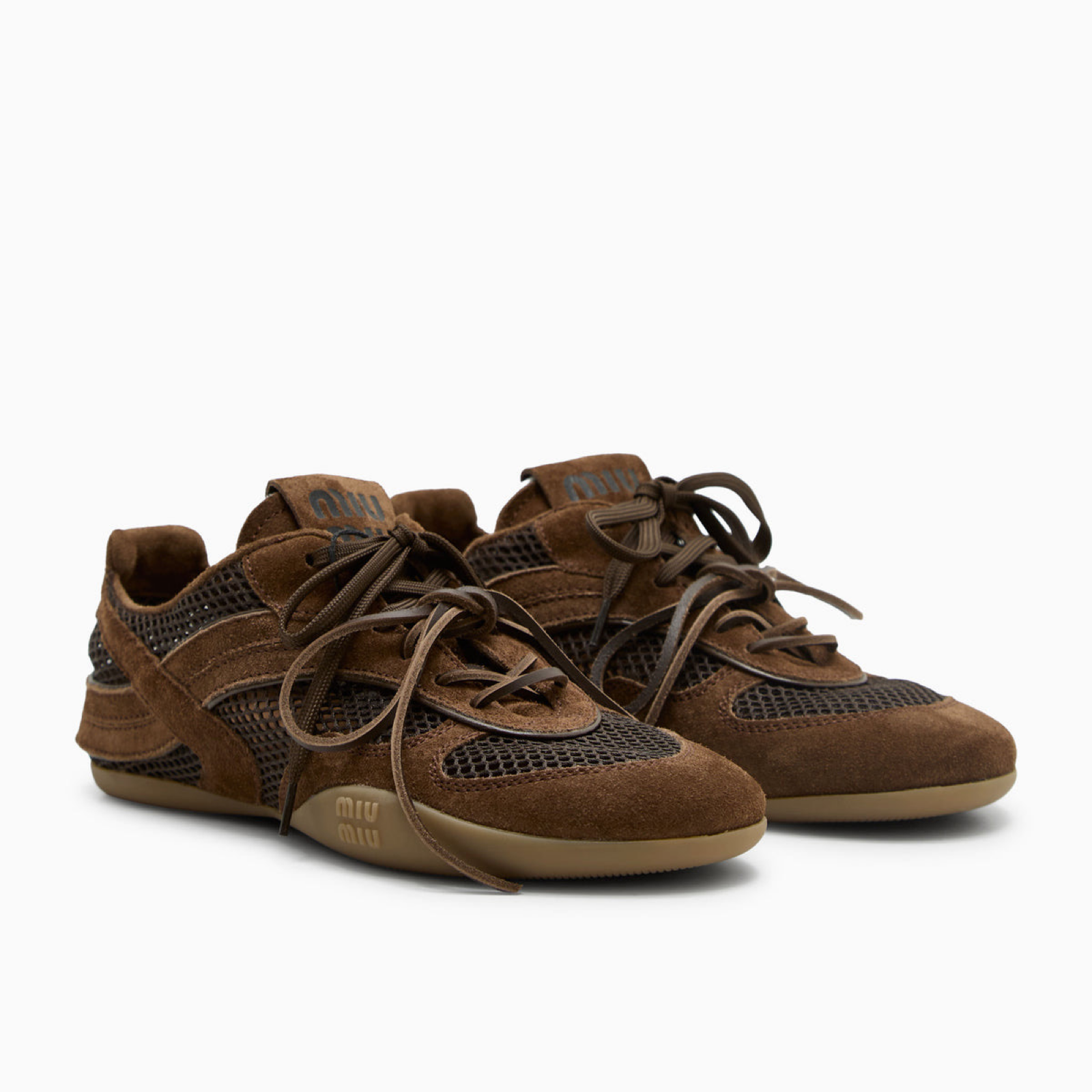 Miu Miu Mesh And Suede Athletic Sneakers 5E589EF0053KU1F0324 Lateral View