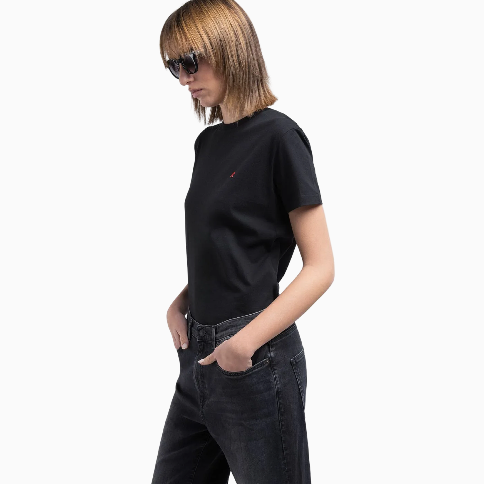 Дамска черна тениска Replay Women T-shirt W3566B.000.2660 Side View