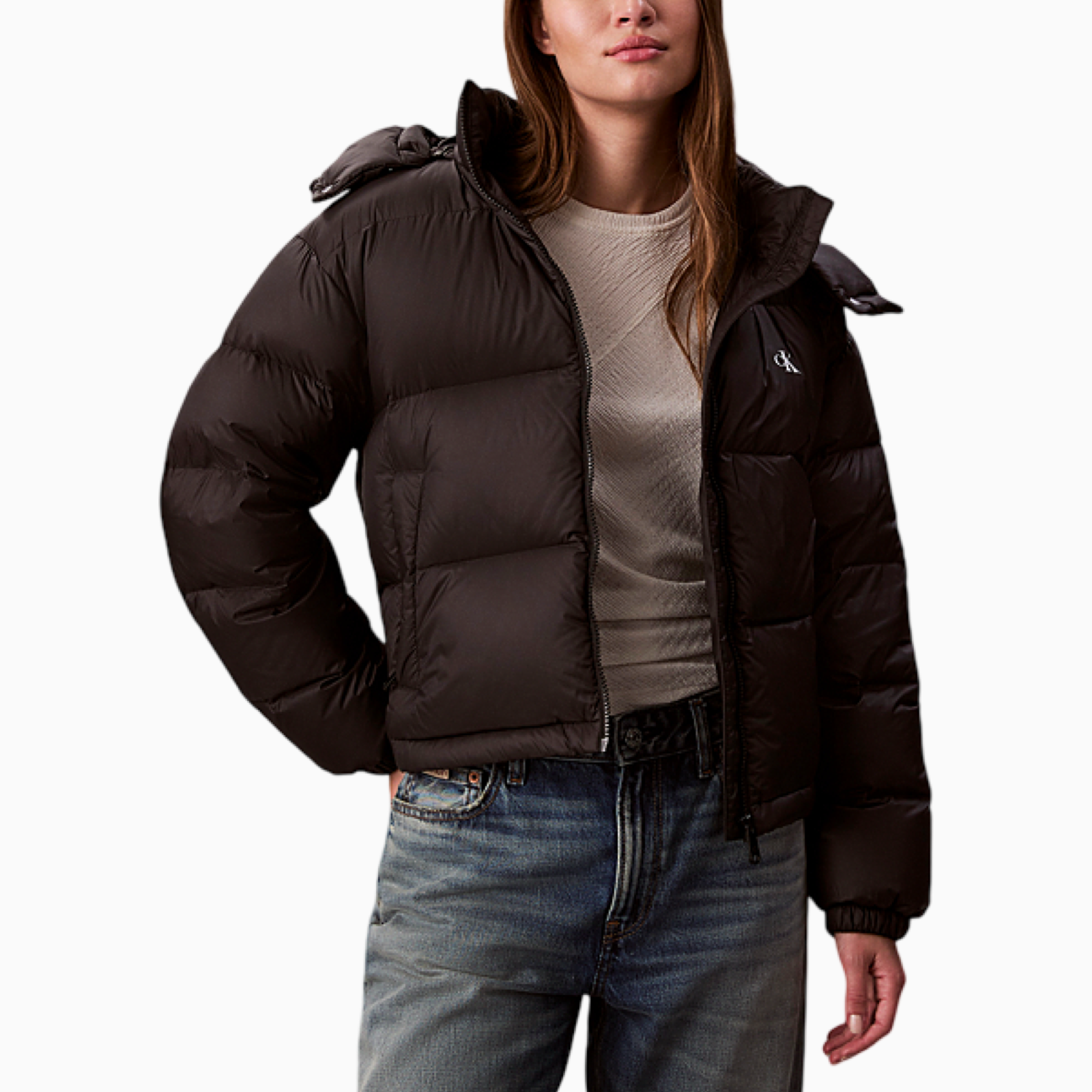Дамско черно яке Calvin Klein Jeans LV047D501G Women Jacket Front View