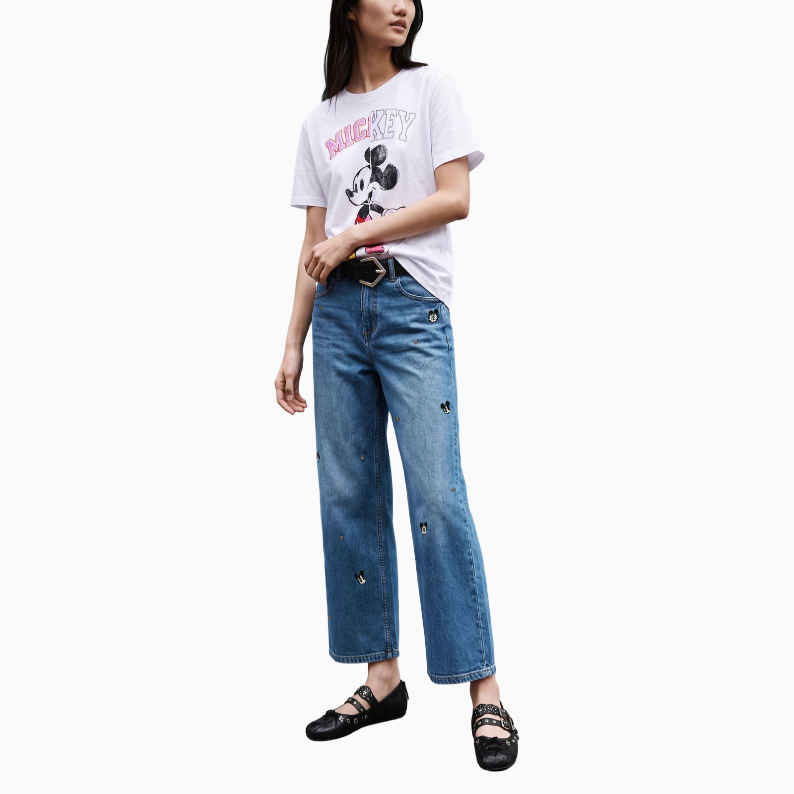 Дамски дънки Desigual Mickey Women Jeans 26WWDD09 5007 Front View