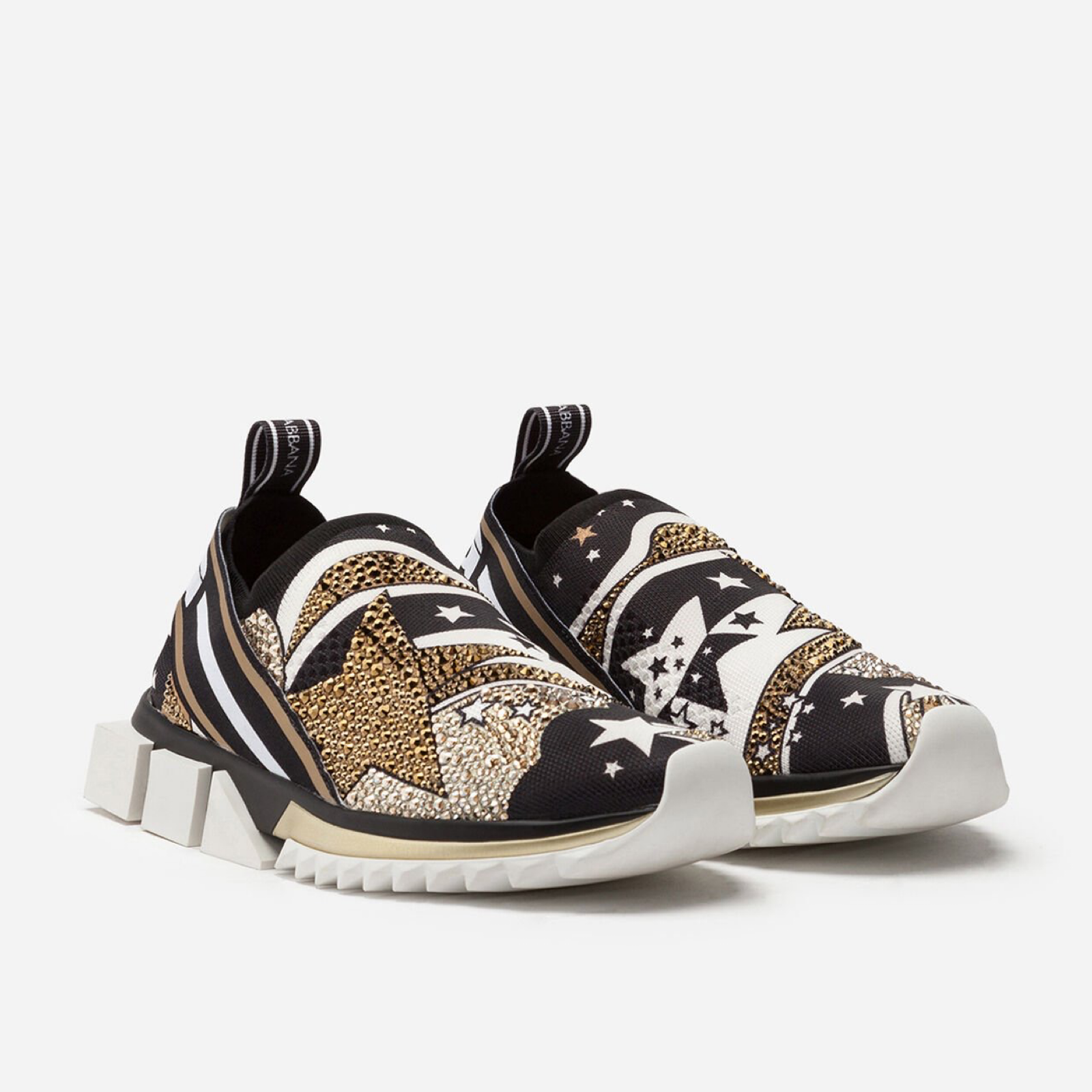 Dolce & Gabbana Embellished Rhinestones Sorrento Men Sneakers Medial View