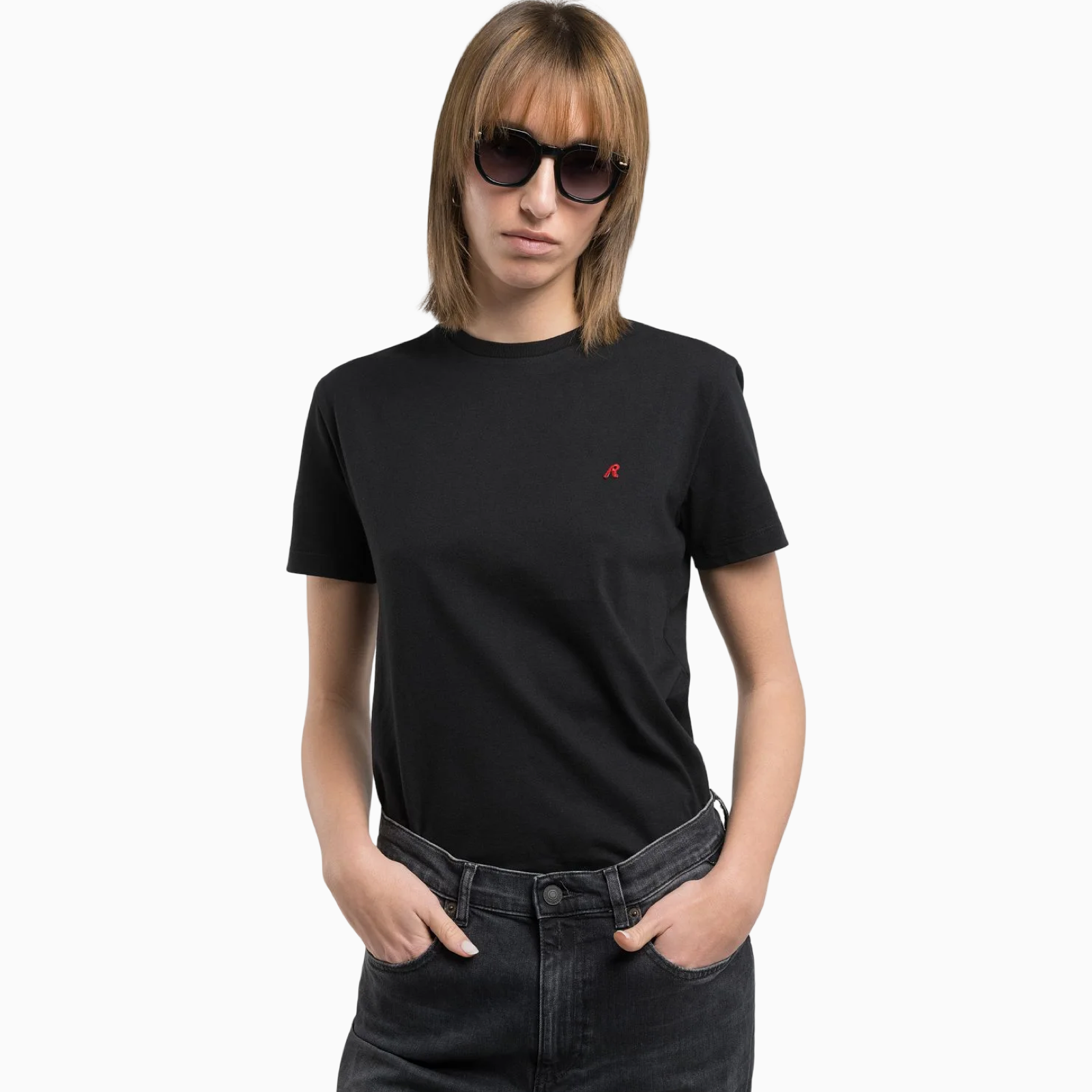 Дамска черна тениска Replay Women T-shirt W3566B.000.2660 Front View