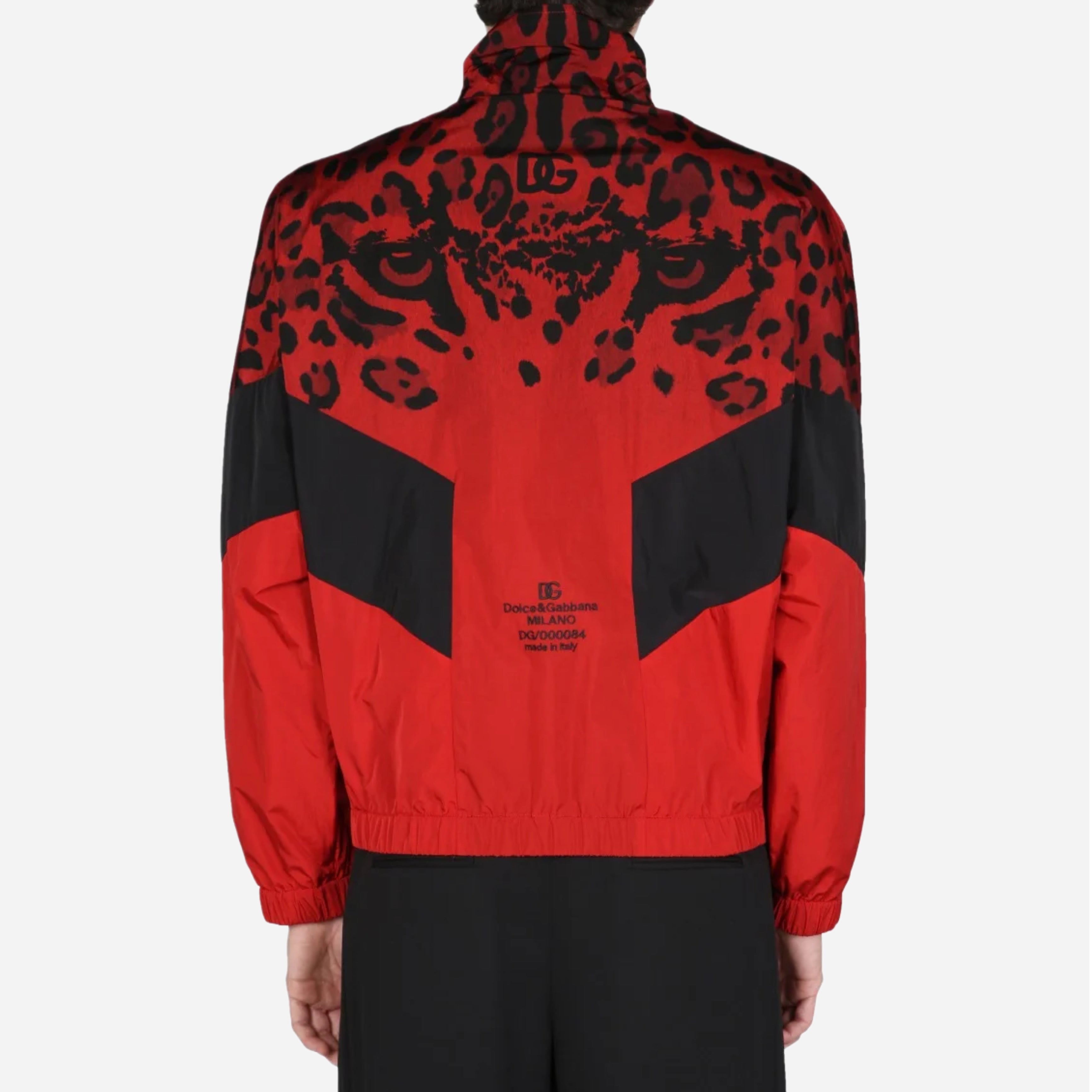 Мъжко червено черно шушляково яке DOLCE & GABBANA Men’s Red Black Leopard Nylon Jacket