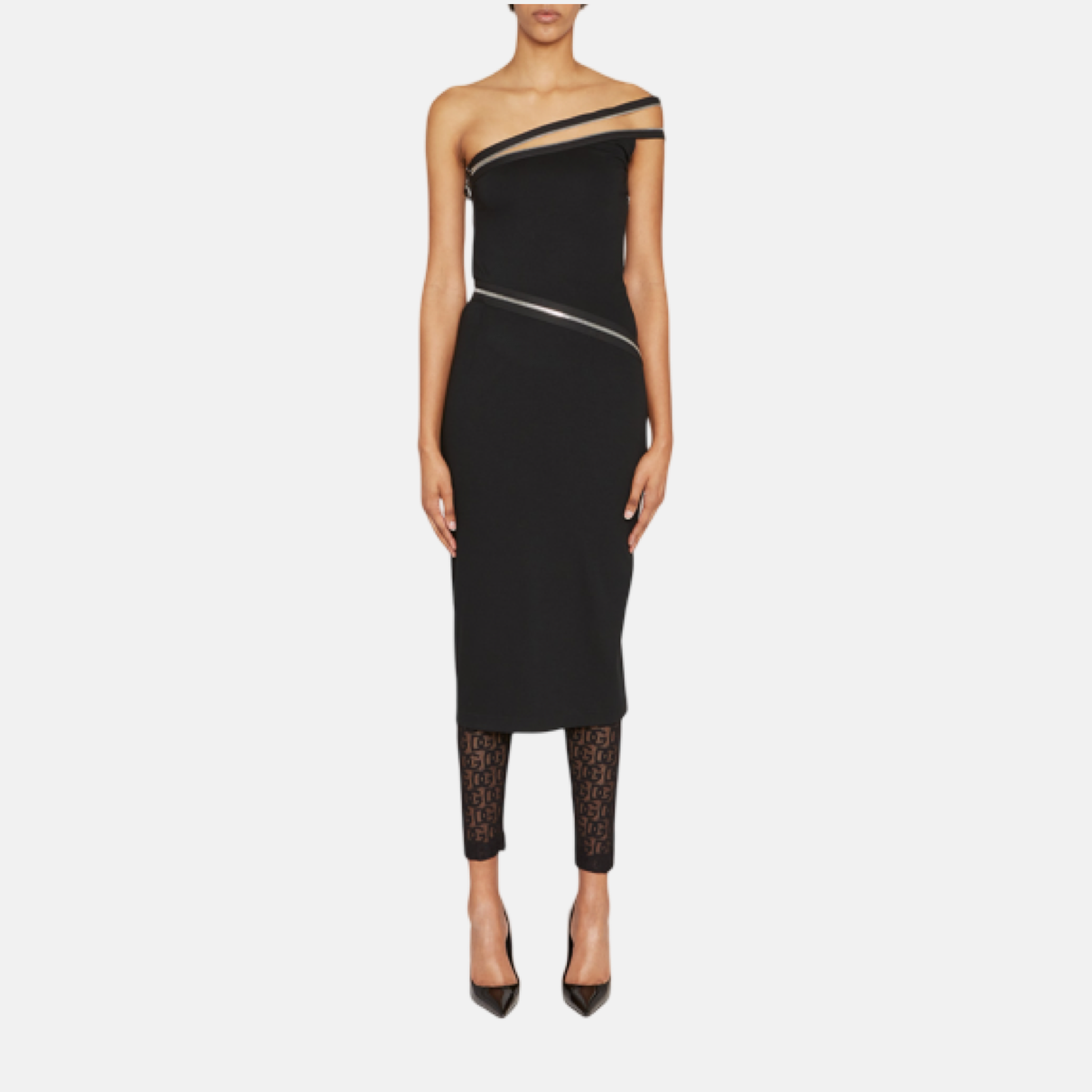 Dolce & Gabbana One Shoulder Zipper Sheath Dress Front View