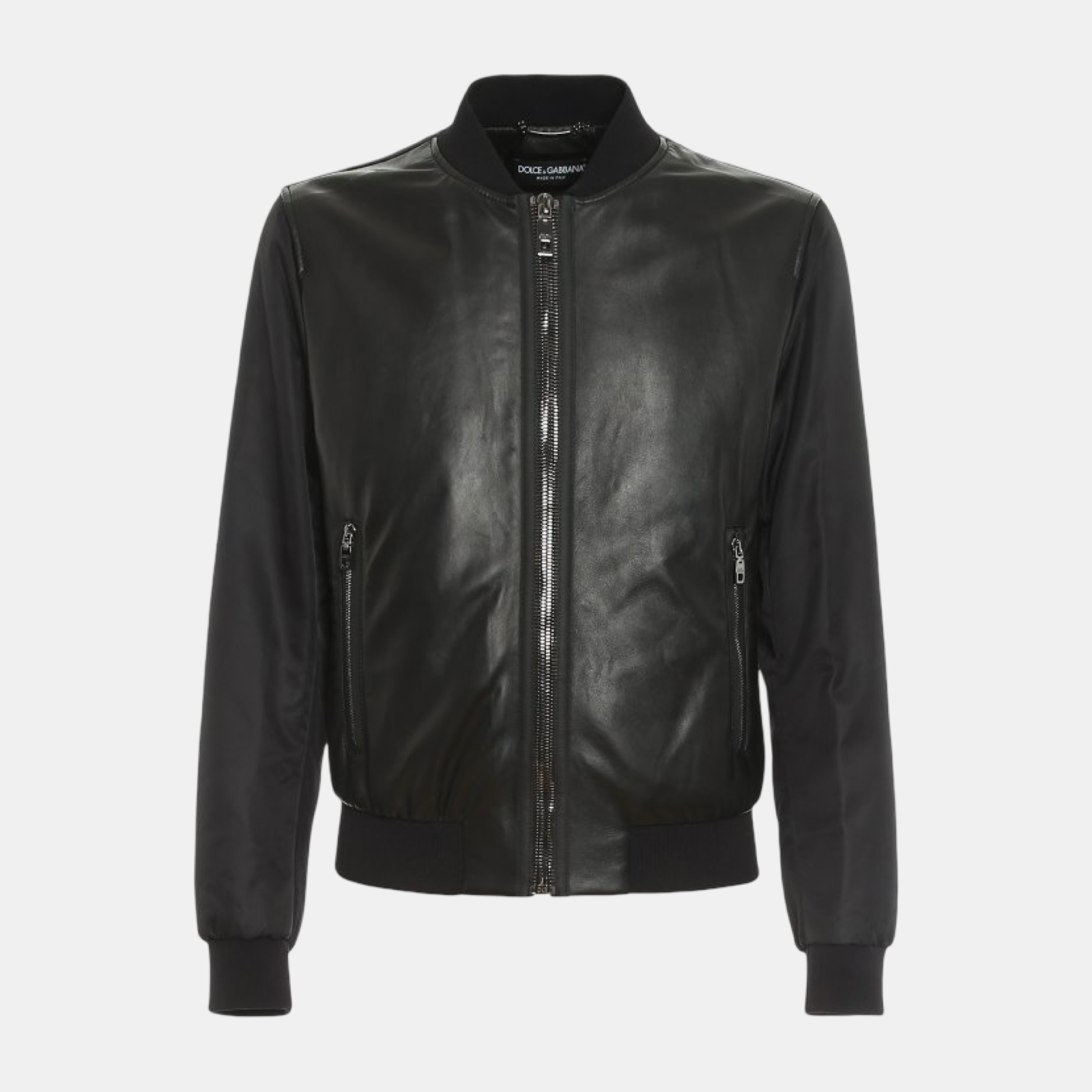 Dolce & Gabbana Leather Nylon Men Jacket G9US2L GEO40 Front View