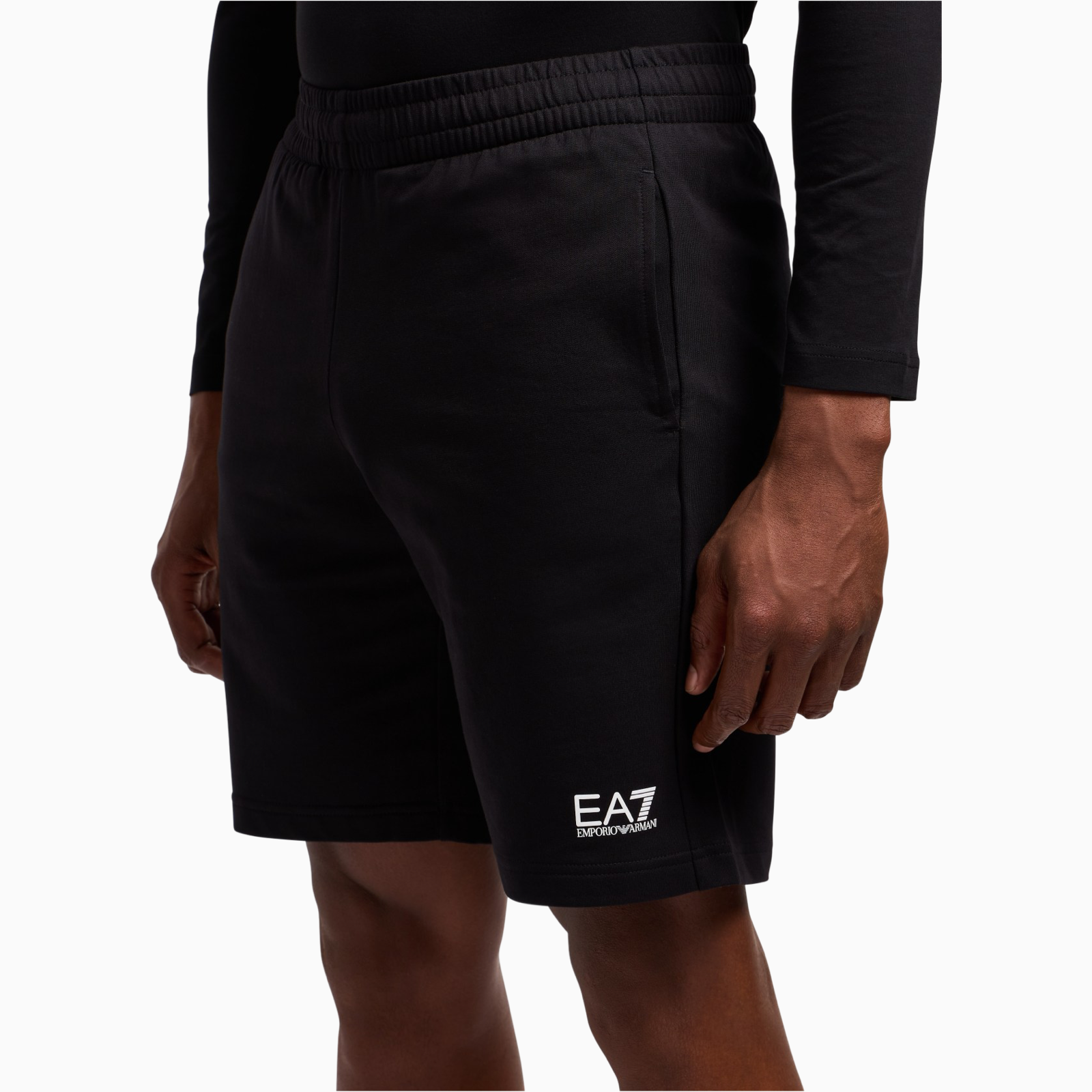 Мъжки черни памучни къси панталони EA7 Emporio Armani 8NPS65 PJVRZ