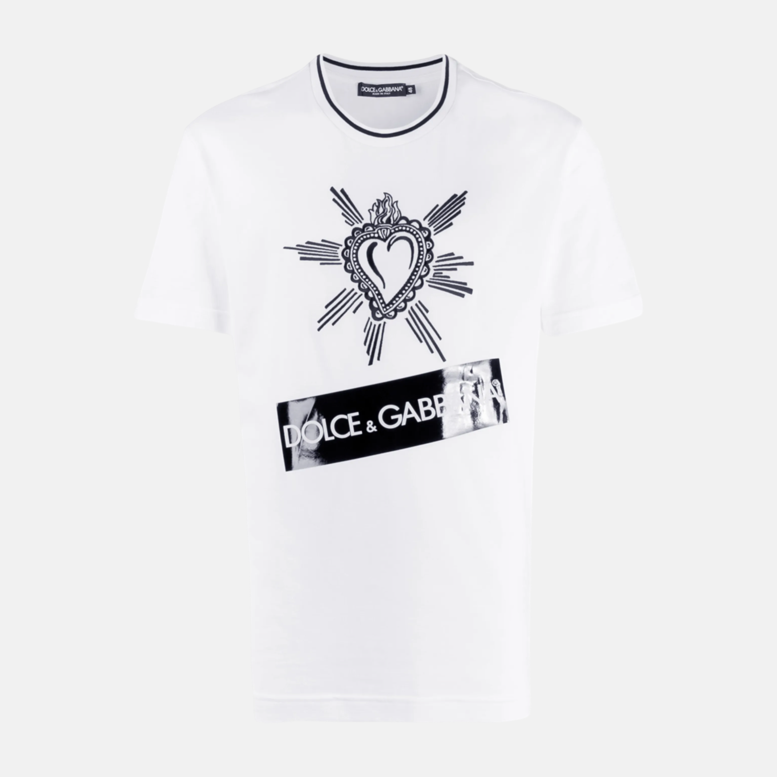 Мъжка бяла тениска Dolce & Gabbana Sacred Heart Men T-shirt G8KD0T G7SLY