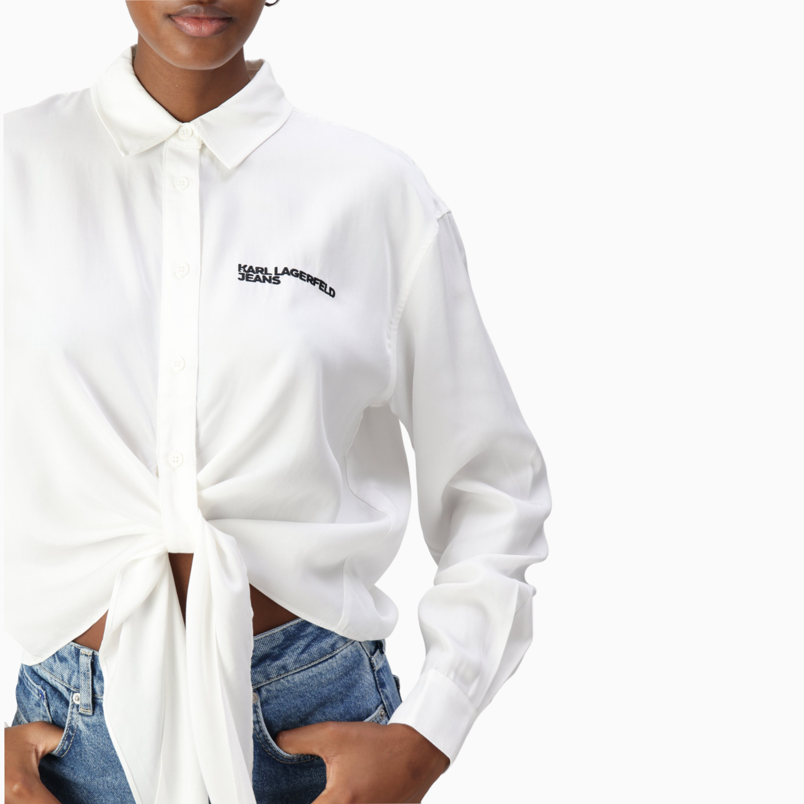 Дамска бяла риза Karl Lagerfeld Jeans Women Shirt B1W11026 100 Close-Up