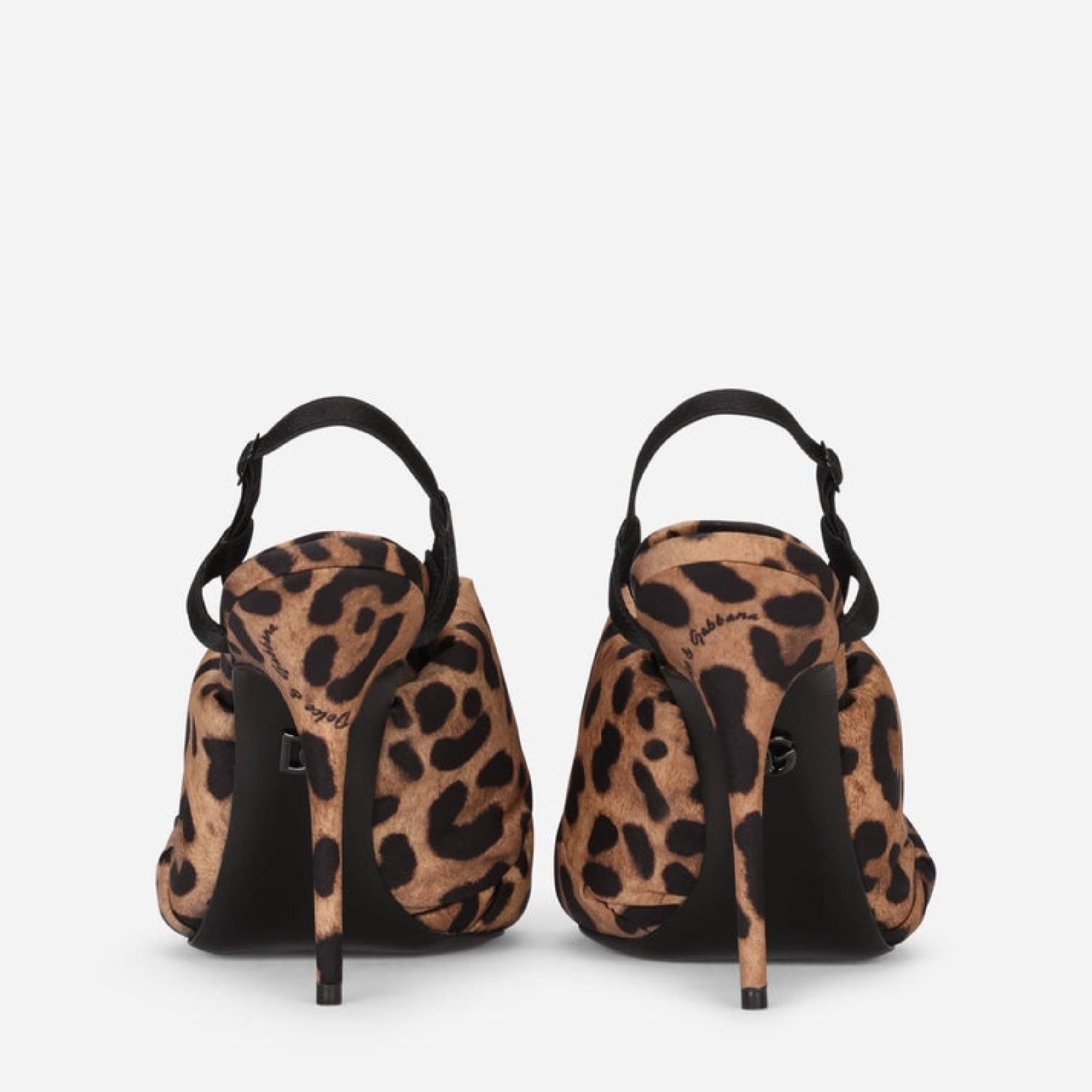Дамски леопардови сандали на висок ток Dolce & Gabbana Quilted Leopard Print Nylon Sandals Heels