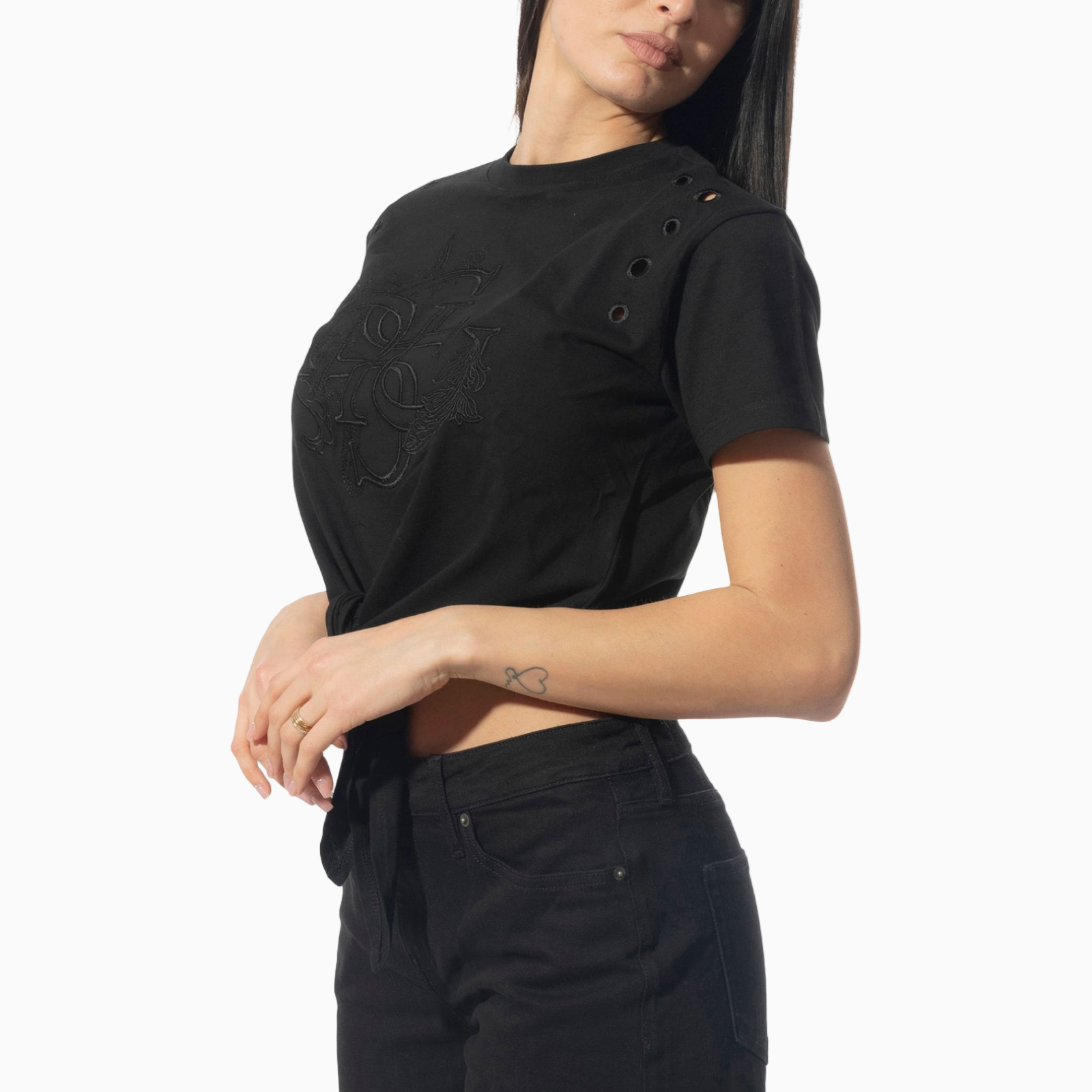 Дамска черна тениска Guess Women T-shirt W5GI18 I3Z14 Side View