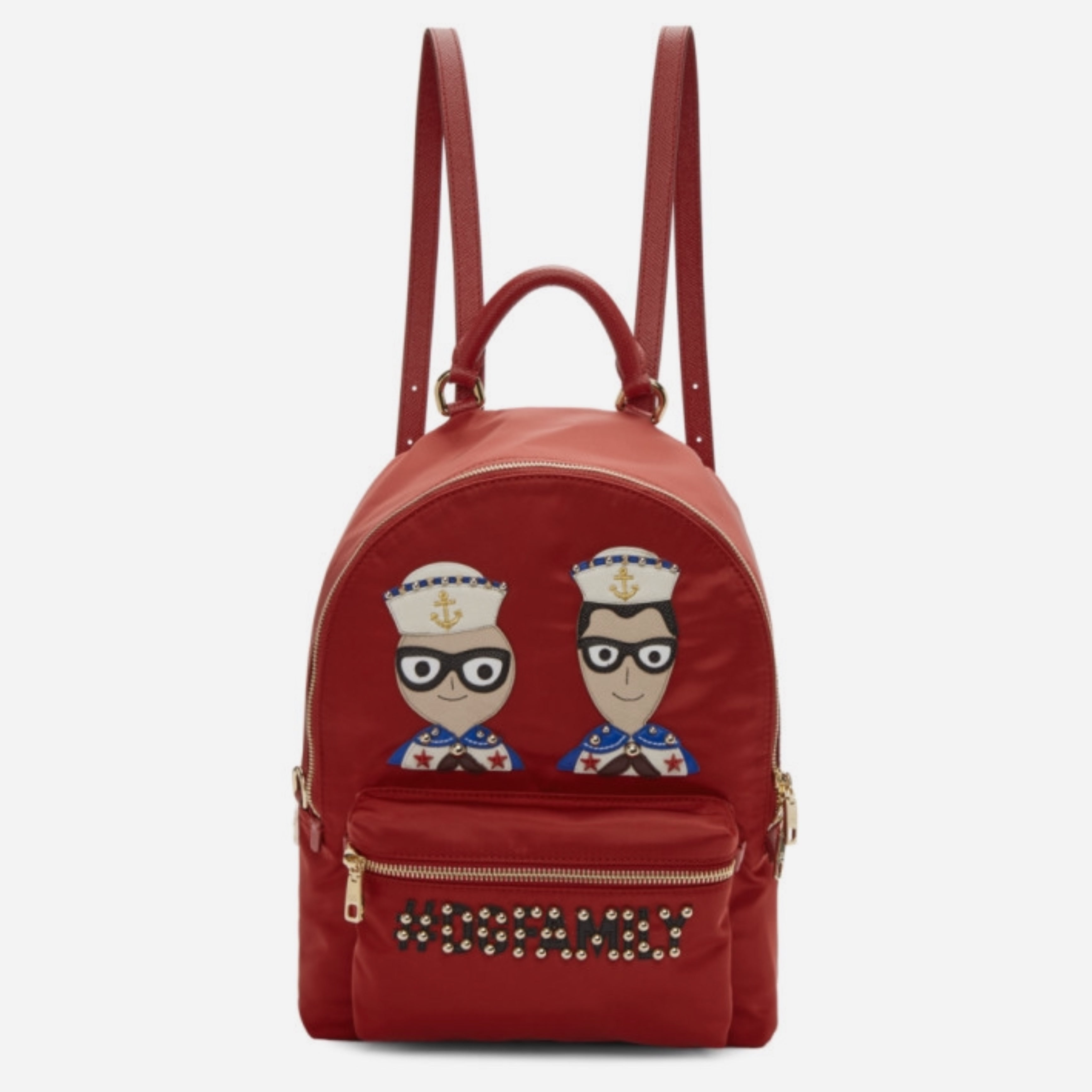 Dolce & Gabbana Embellished Red Backpack with Gold Detailing