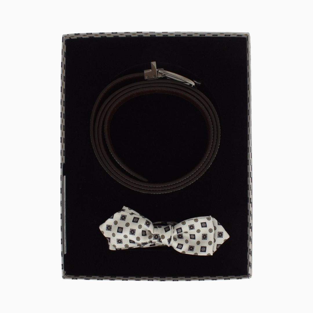 Мъжки подаръчен комплект колан и папионка Dolce & Gabbana Baroque Silk Tie & Leather Belt Set