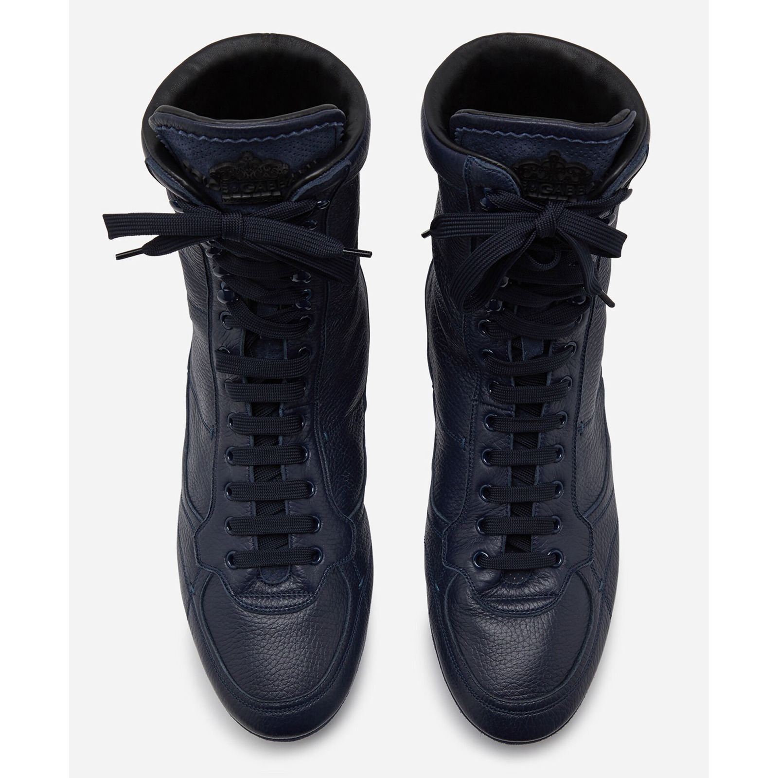 Високи обувки от еленска кожа Dolce & Gabbana Leather King High Top Men Sneakers Top View