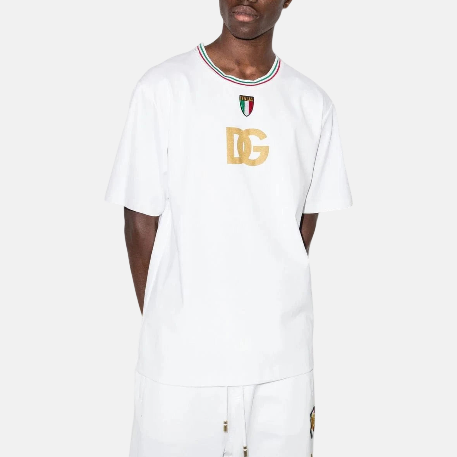 Мъжка бяла тениска Dolce & Gabbana Scudetto Patch Men T-shirt