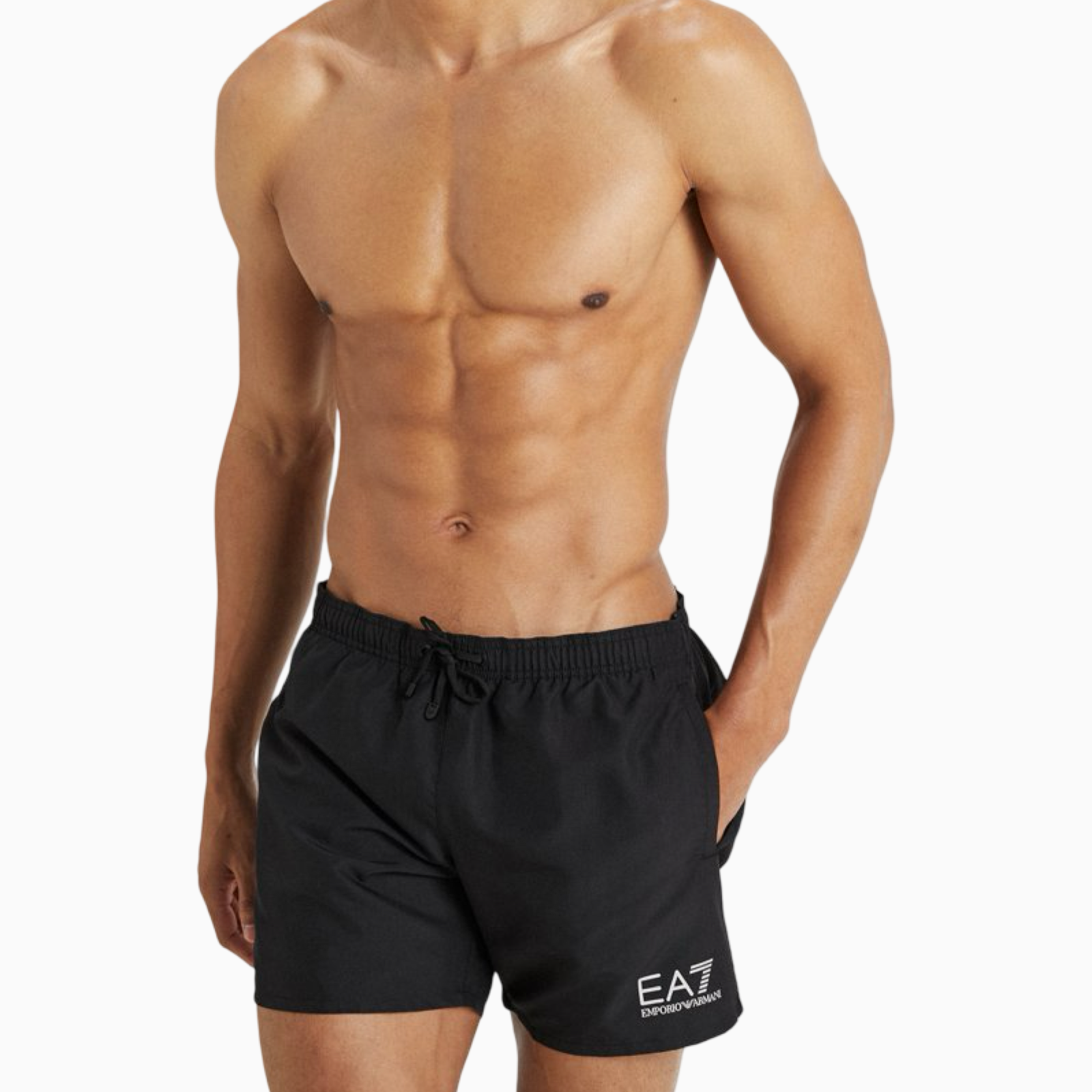 Men’s black swimwear EA7 Emporio Armani мъжки черен бански 7M001677 AF13019 front view 