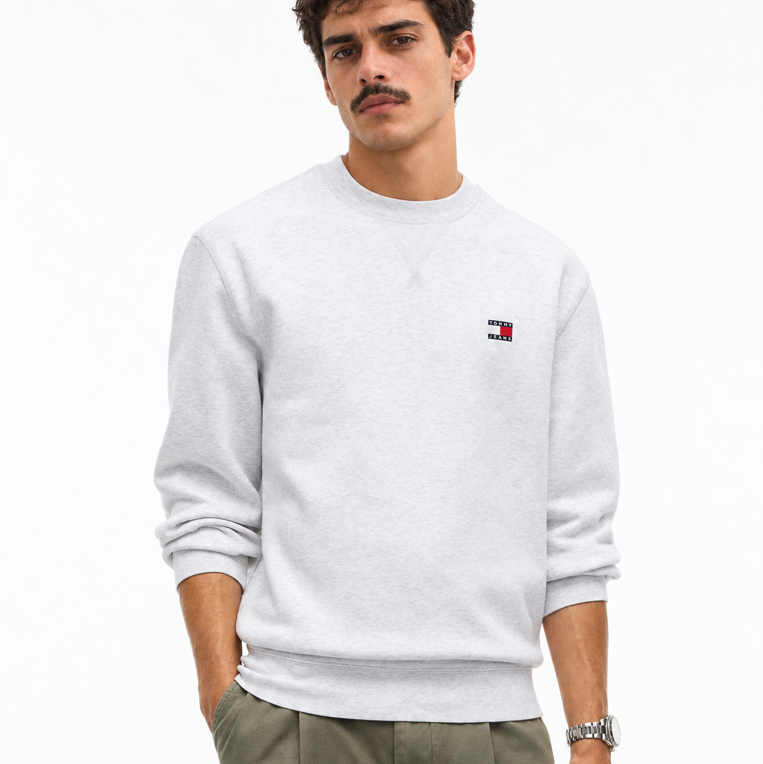 Мъжка памучна блуза Men’s Badge Fleece Crew Neck Sweatshirt DM0DM23607 P08 Gray