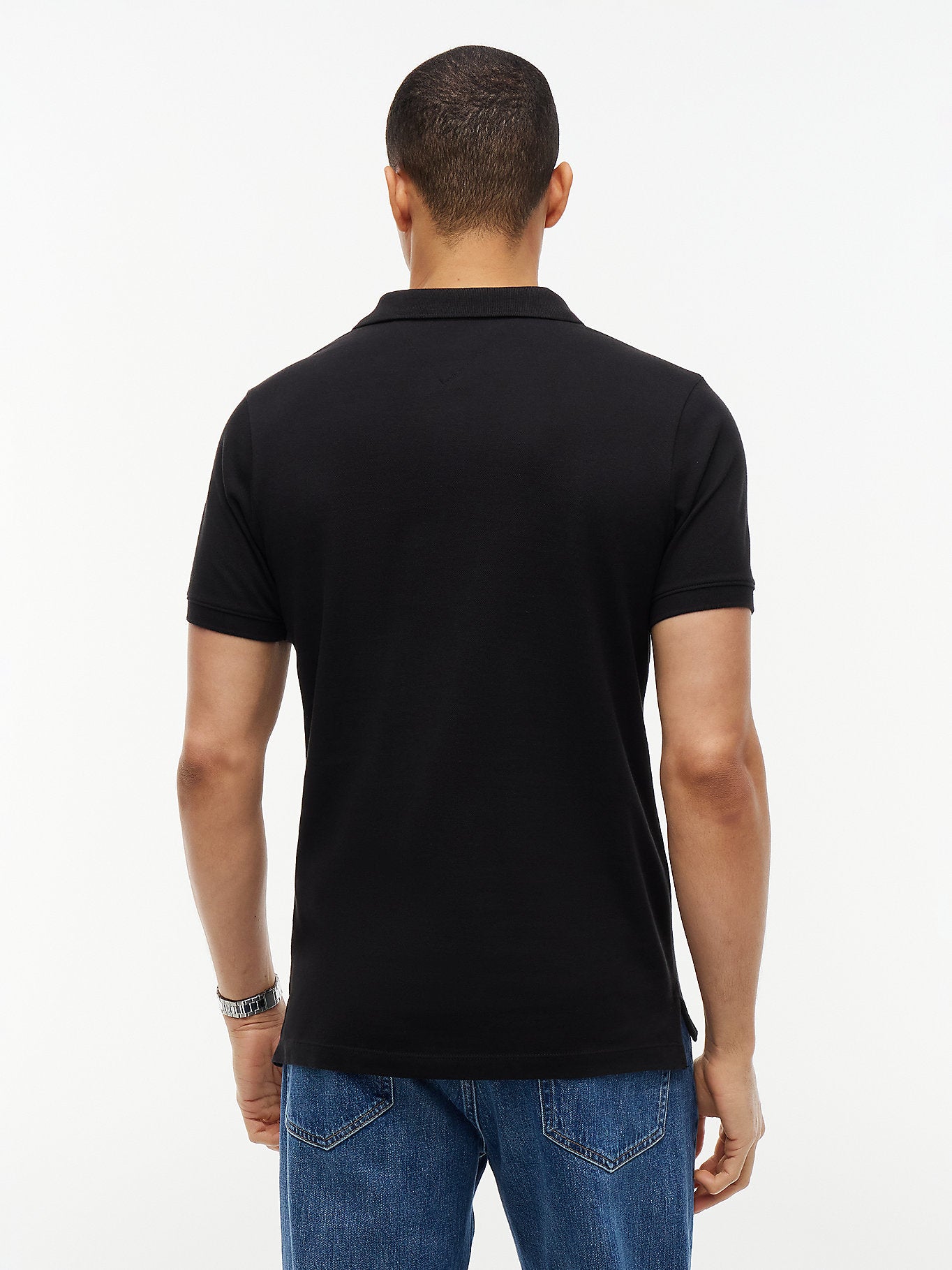 Мъжка поло тениска Men’s polo shirt Tommy Hilfiger DM0DM15370 BDS Black back view