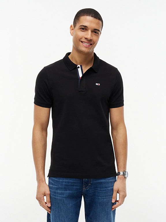 Мъжка поло тениска Men’s polo shirt Tommy Hilfiger DM0DM15370 BDS Black front view