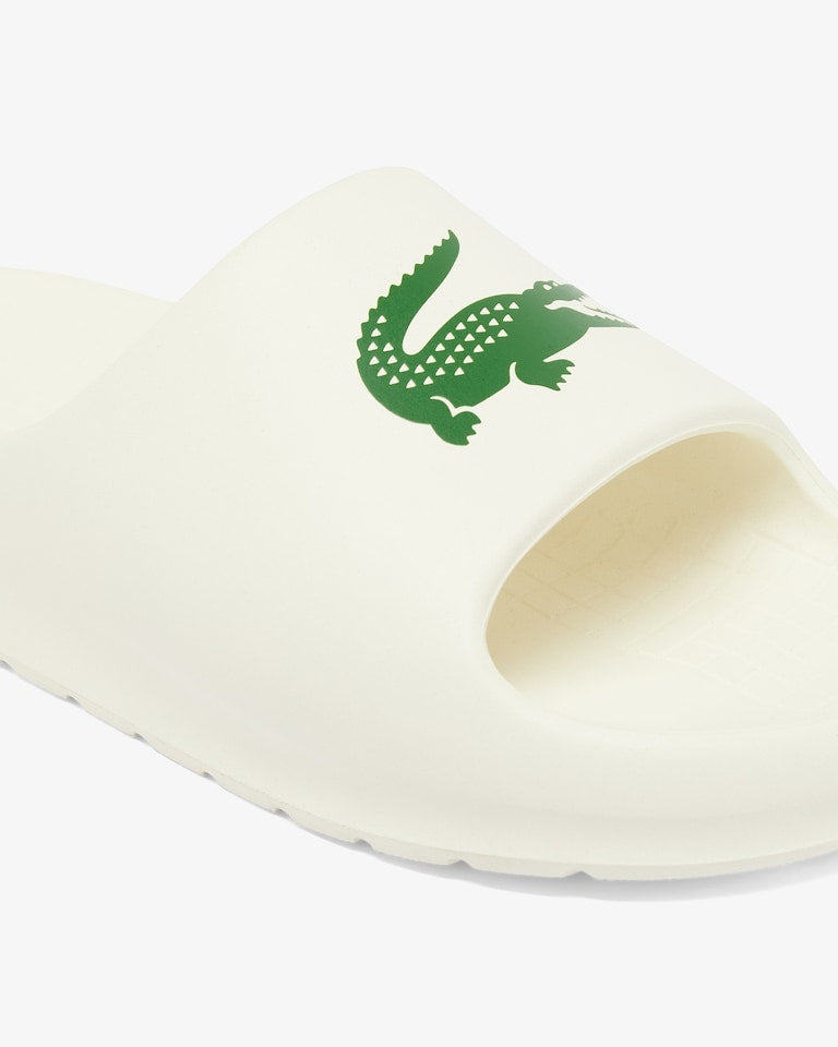 Мъжки чехли Men’s slippers Lacoste Serve Slide 2.0 48CMA0022-1Y5 Off White / Dark Green logo view