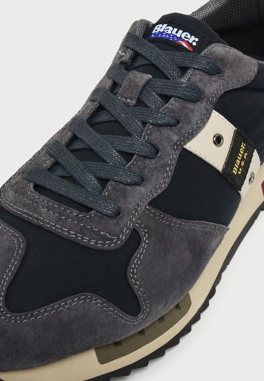 Мъжки маратонки Men’s sneakers Blauer F6QUEENS01WAX Navy / Taupe close up view