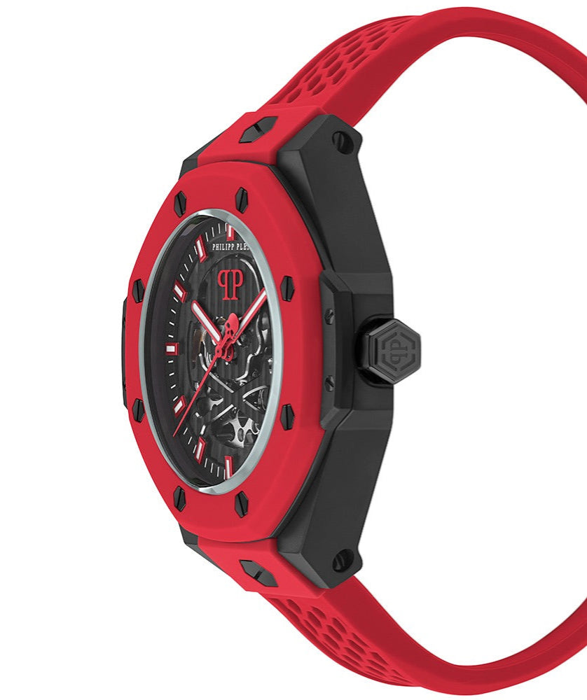 Мъжки часовник Men’s watch Philipp Plein Skeleton Royal Automatic PWPFA0524 Red side view