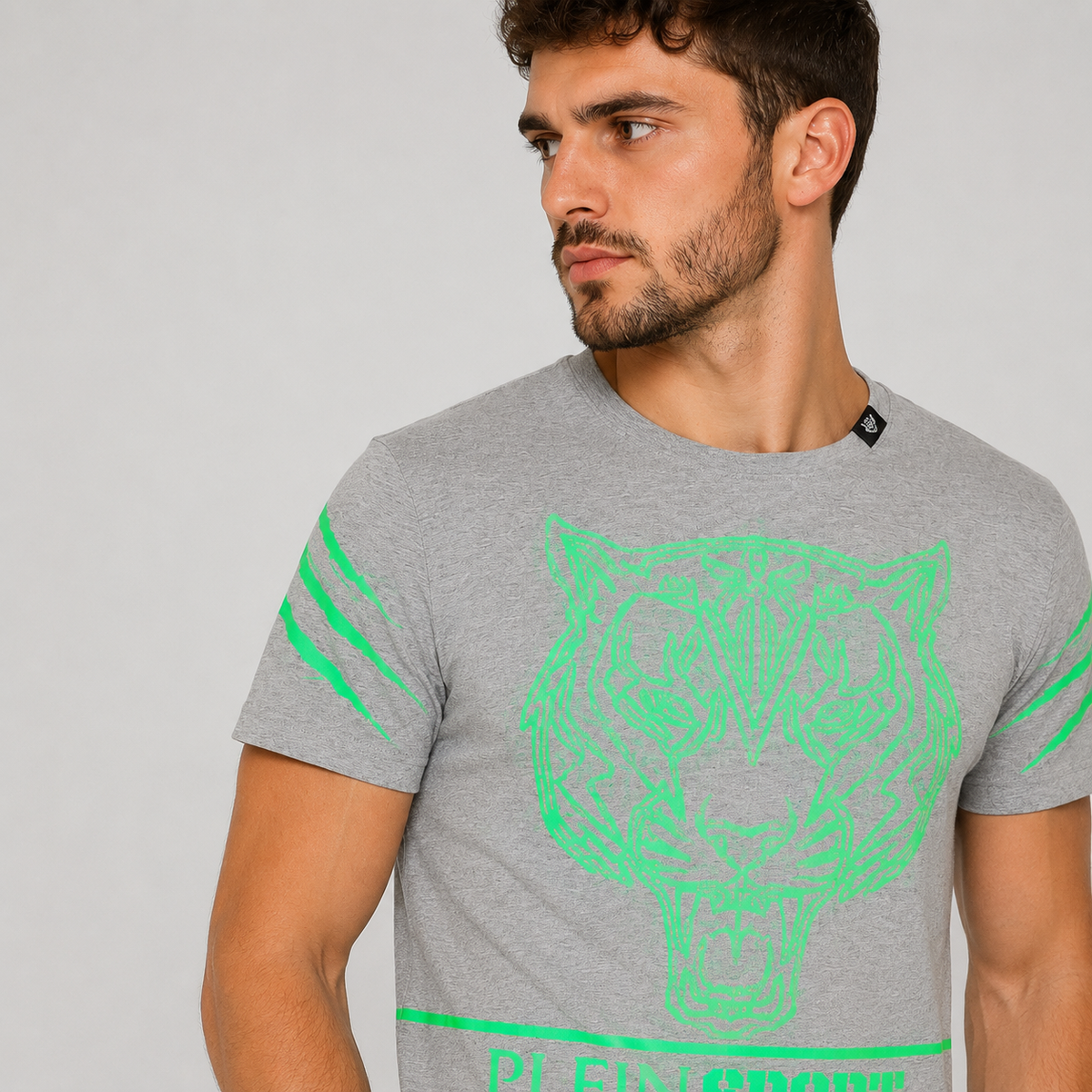 Мъжка сива тениска Plein Sport Men T-shirt TIPS102IT 94GR Close-Up