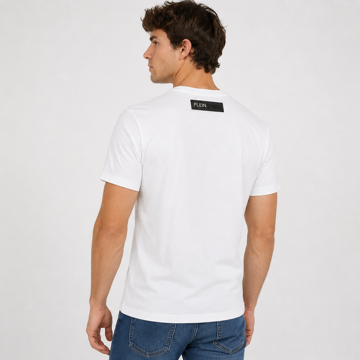 Мъжка бяла тениска Plein Sport Men T-shirt TIPS103 01WH Back View