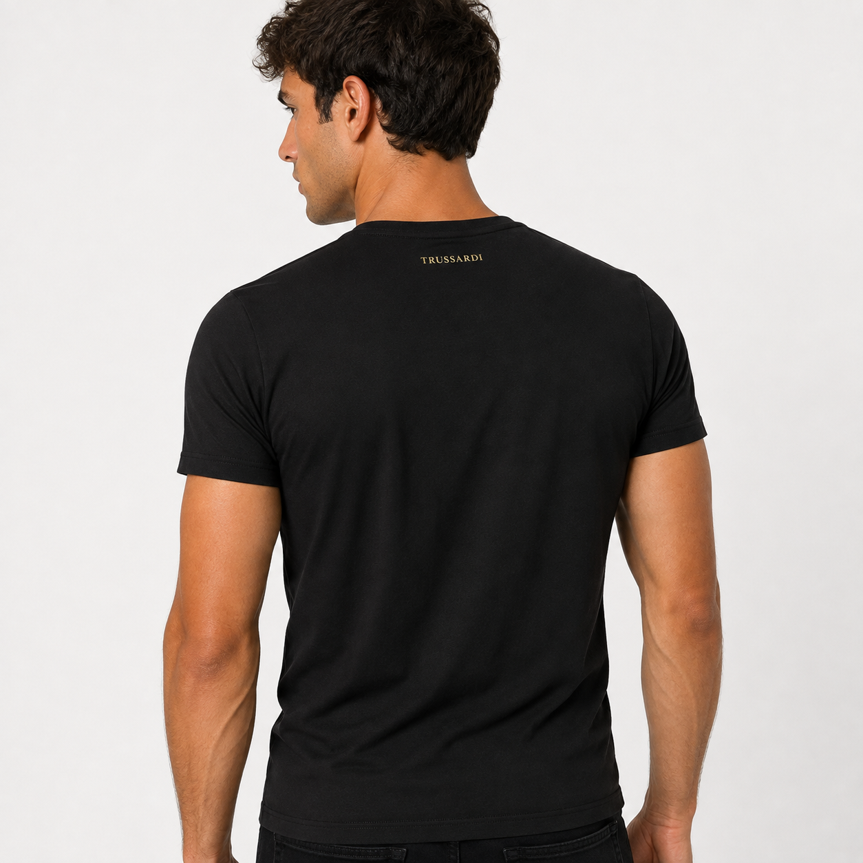 Мъжка черна тениска Trussardi Men T-shirt TRU2MTS03 06 BLKG Back View