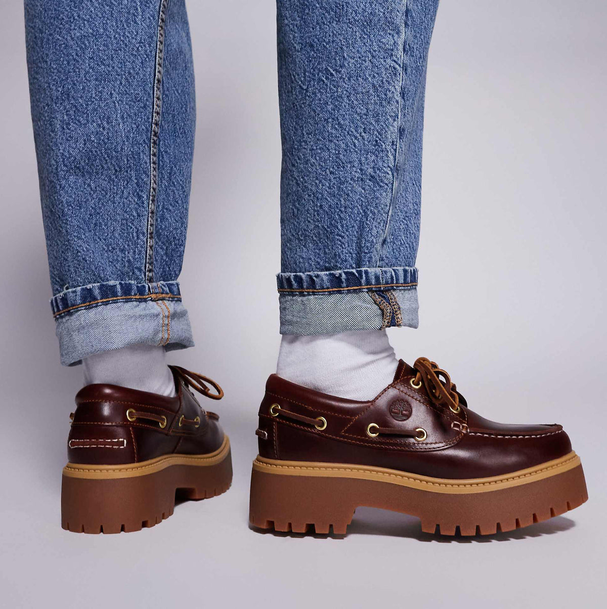 Дамски обувки Women’s Timberland Stone Street Platform Boat Shoes in Burgundy SKU: TB0A2QDM