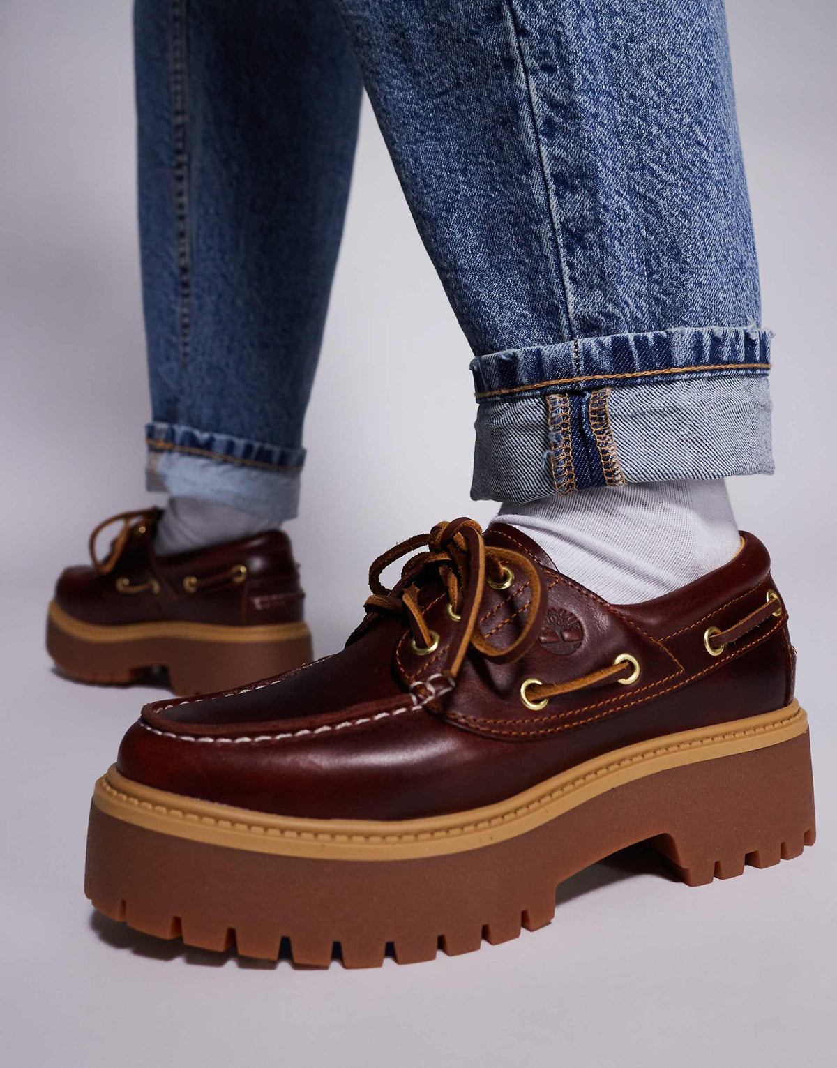 Дамски обувки Women’s Timberland Stone Street Platform Boat Shoes in Burgundy SKU: TB0A2QDM lifestyle view