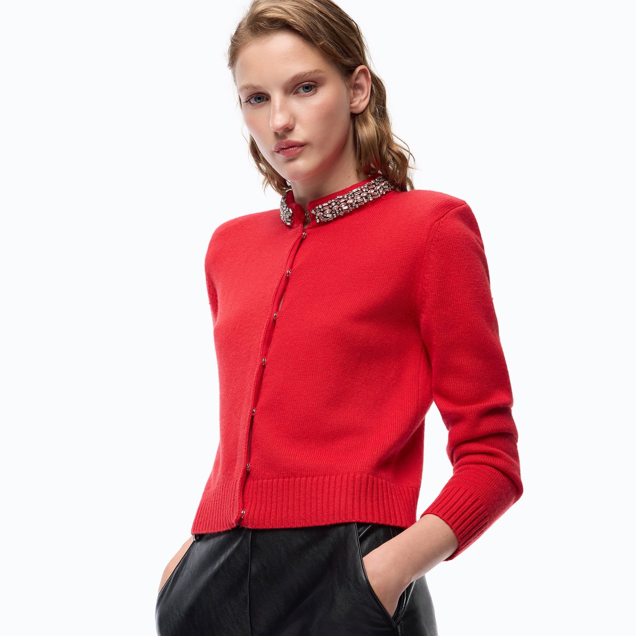 Дамска жилетка от мериносова вълна Women’s cardigan Pinko Colonia 107275A3GIR29 Red