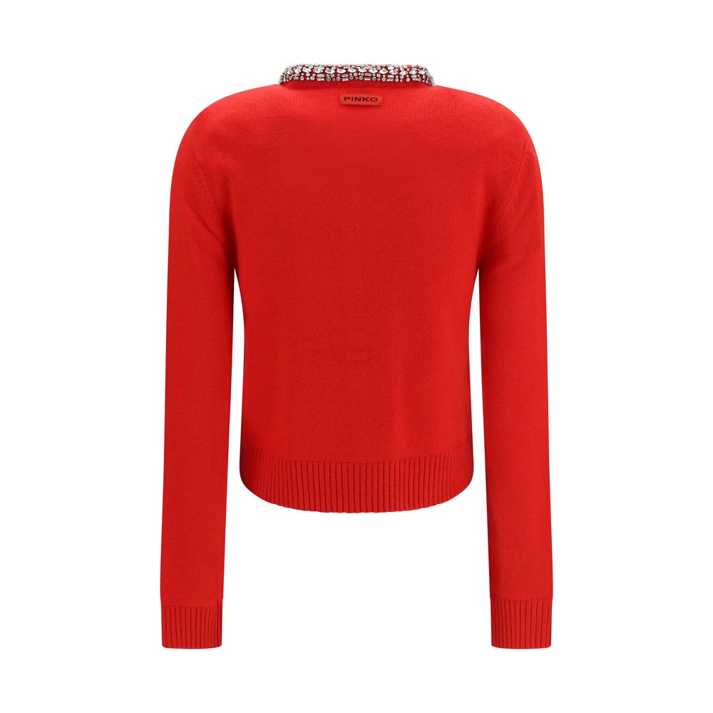 Дамска жилетка с мериносова вълна Women’s cardigan Pinko Colonia 107275A3GIR29 Red back view