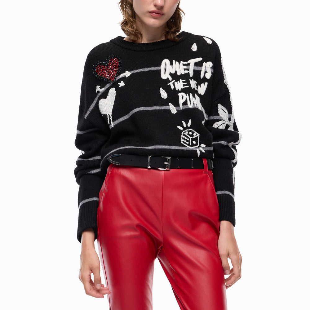 Дамски пуловер от мериносова вълна Women’s merino wool sweater PINKO Nuova Andros 107502A2PKZIK Black