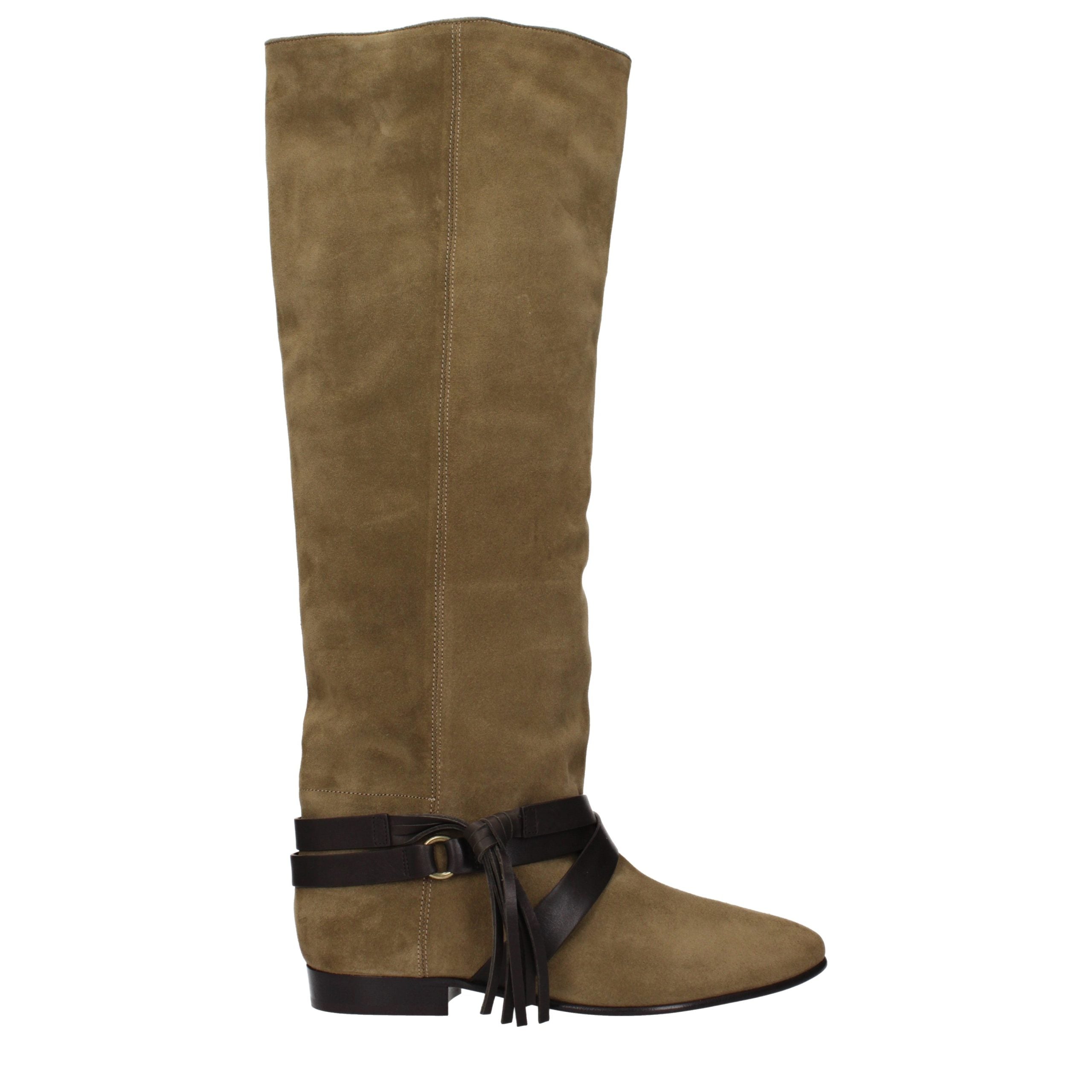 Дамски велурени ботуши чизми Women’s over-the-knee boots Isabel Marant Silmon BT0050FAC4A13S67DO Olive Green lateral view